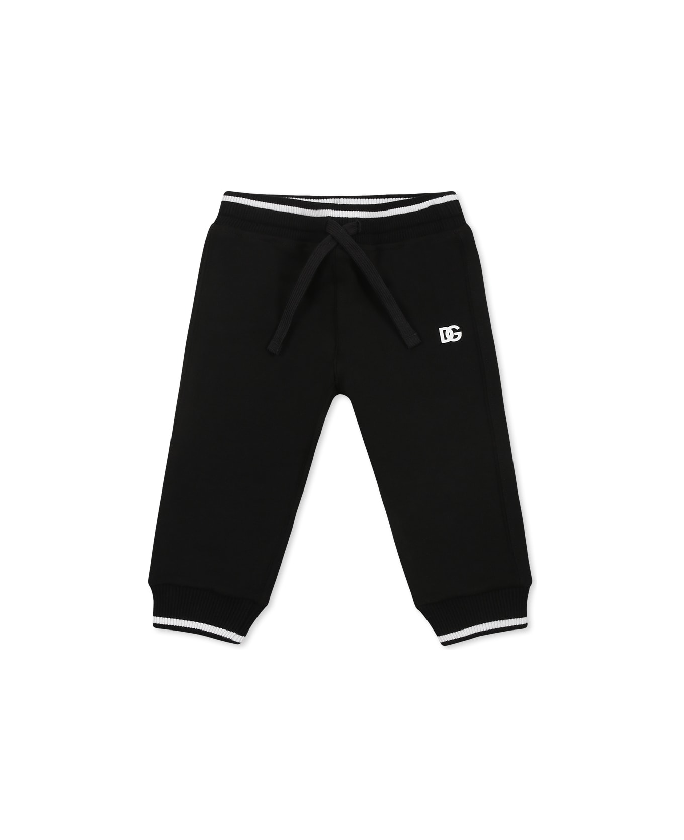 Dolce & Gabbana Black Trousers For Baby Kids With Logo - Black
