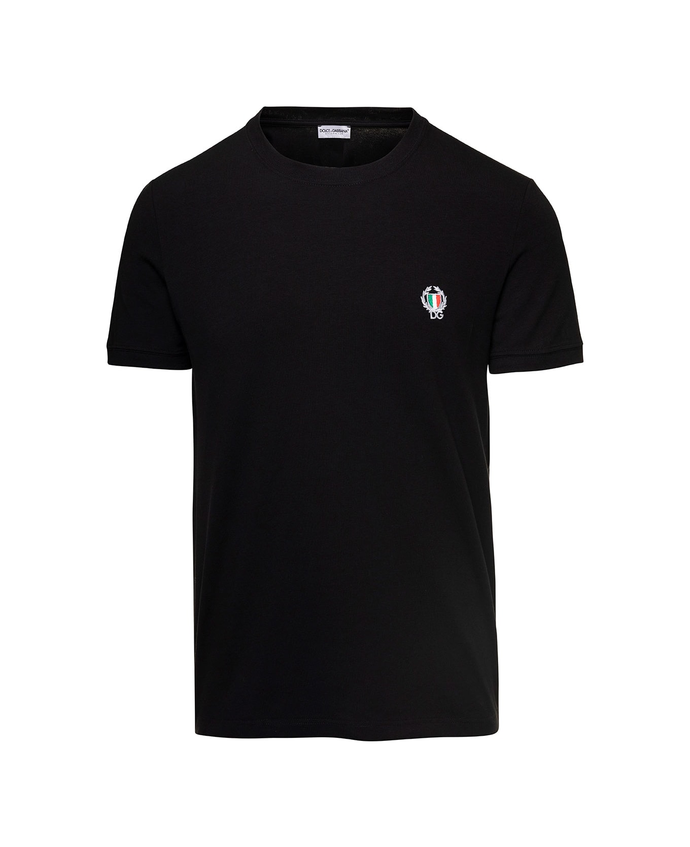 Dolce & Gabbana Logo Embroidered T-shirt - Black