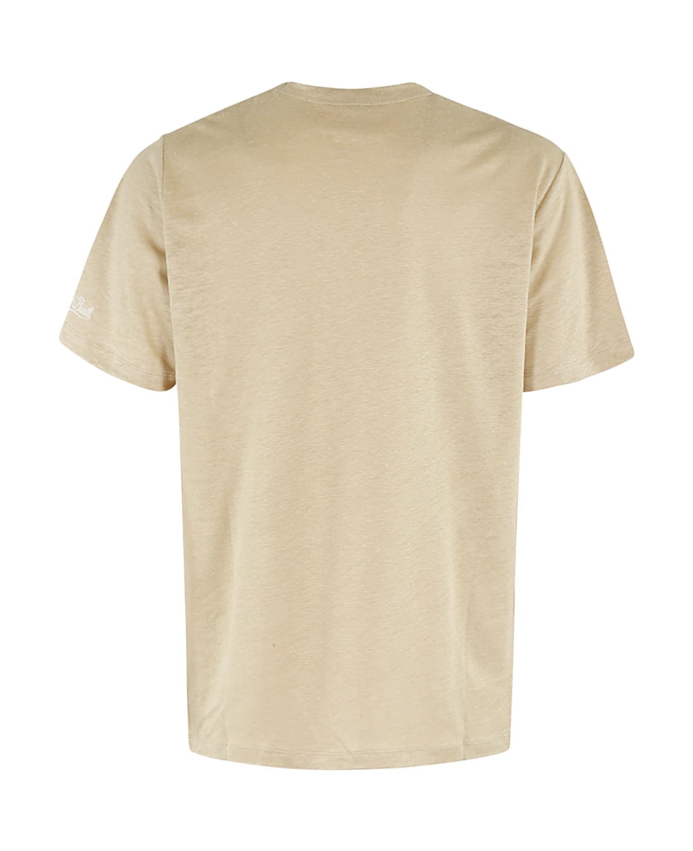 MC2 Saint Barth Linen T Shirt With Front Pocket - Beige