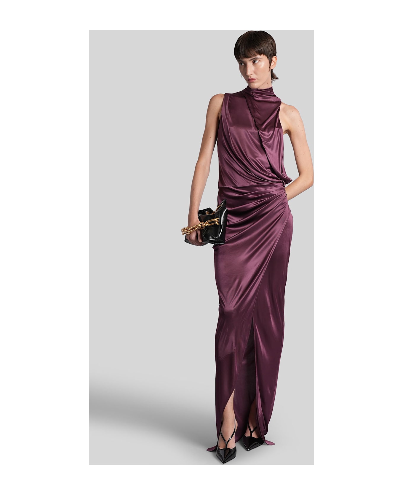 Balmain Long Dress In Viola Viscose - Viola