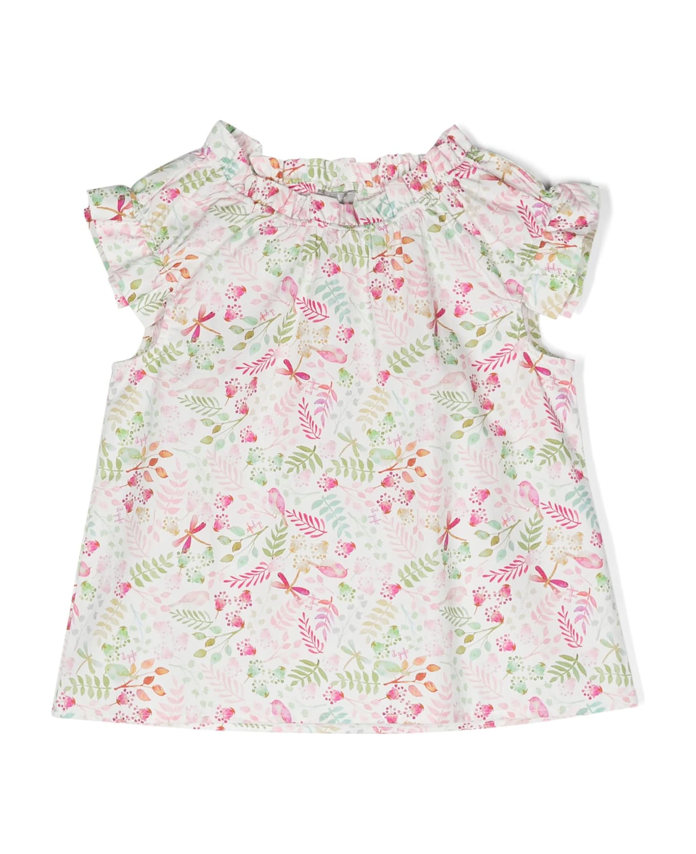 Il Gufo Top With Exclusive Flower Print In Pink Pepper Colour - Pink
