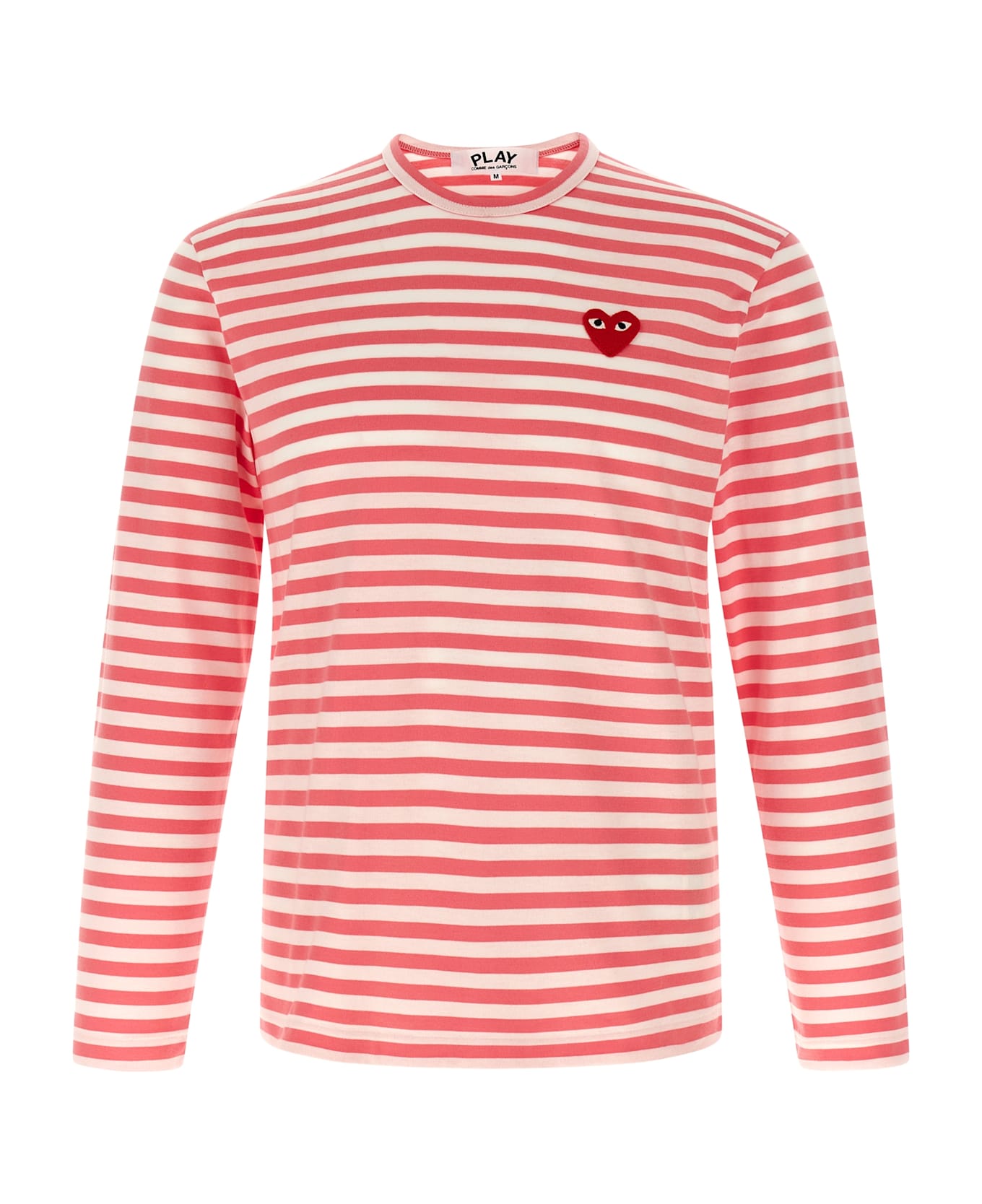Comme des Garçons Play Logo Patch Stripes T-shirt - Pink