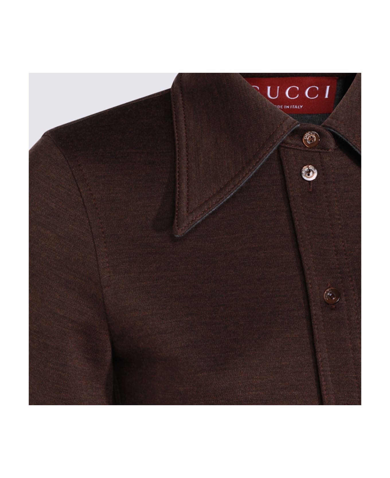 Gucci Brown Wool Polo Shirt - Brown