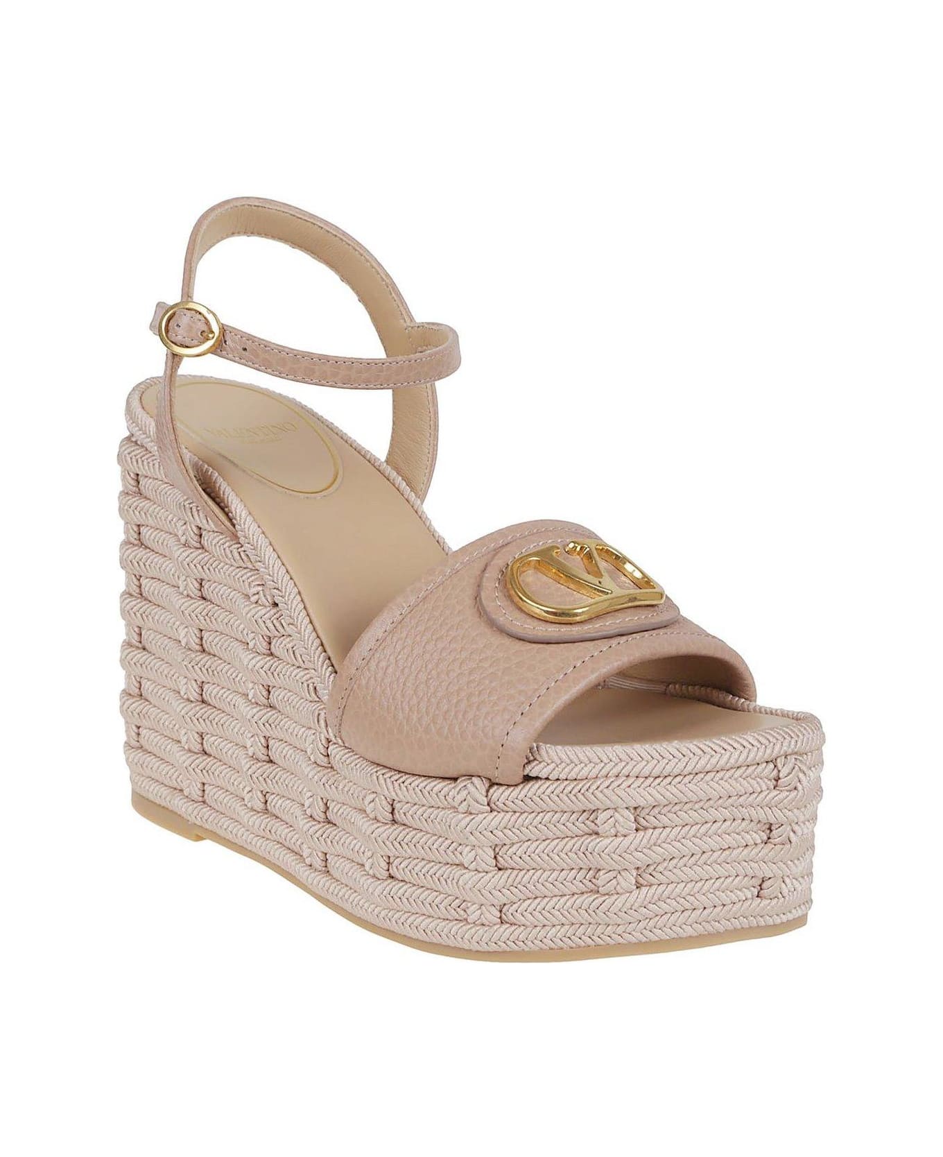 Valentino Garavani Vlogo Signature Open Toe Wedge Sandals - PINK