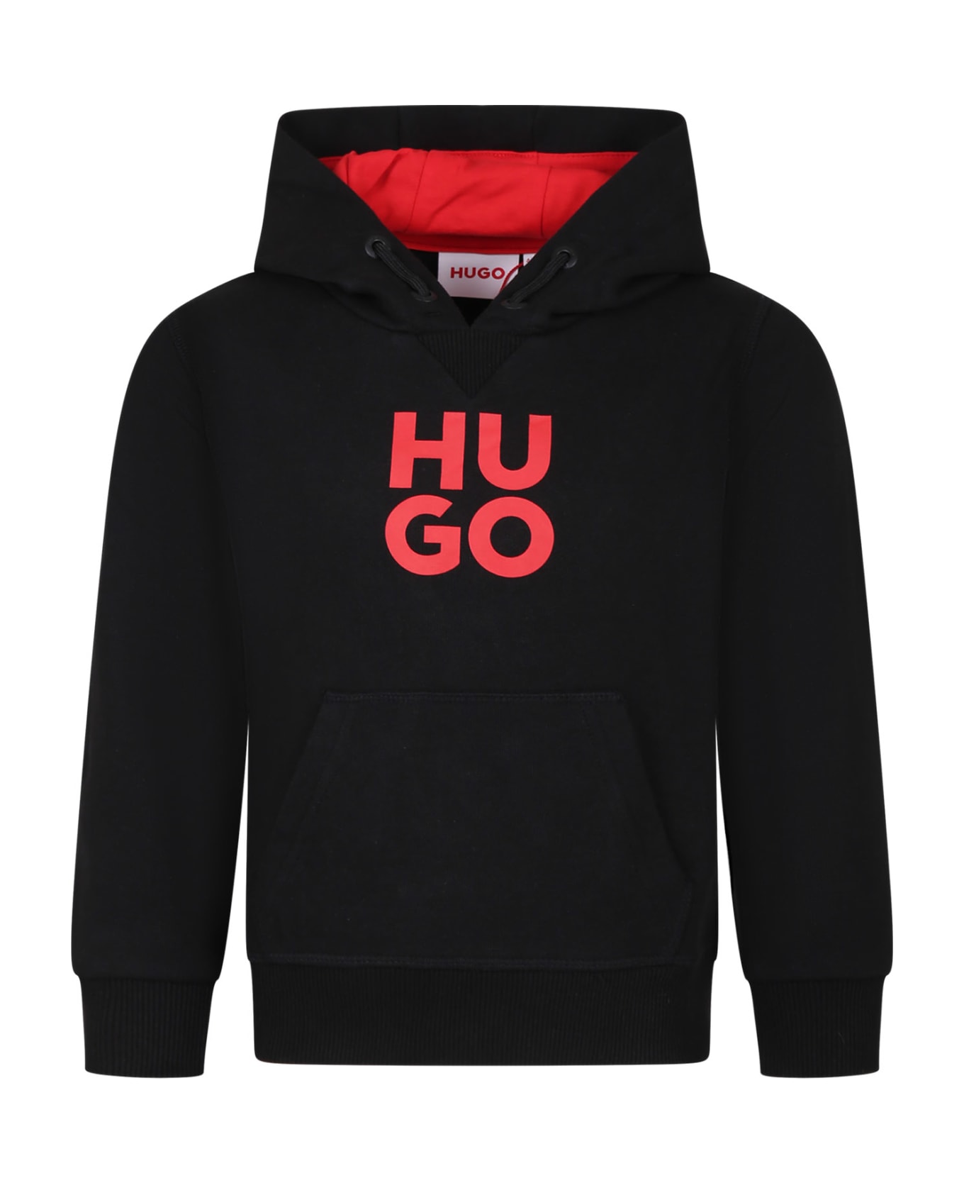 Hugo Boss Black Sweatshirt For Boy With Hood And Logo - Black