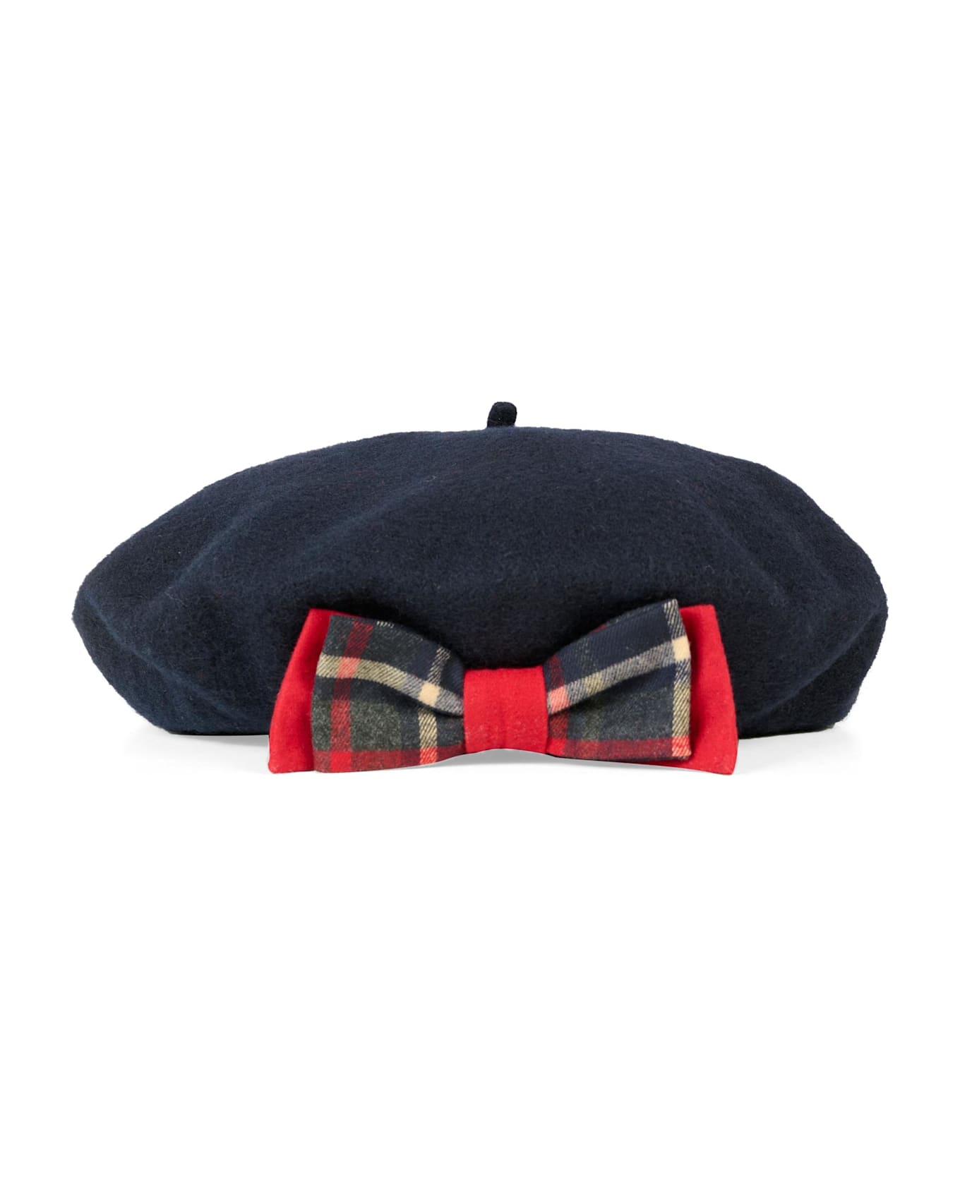 Patachou Blue Beret For Girl With Red Bow - Blue