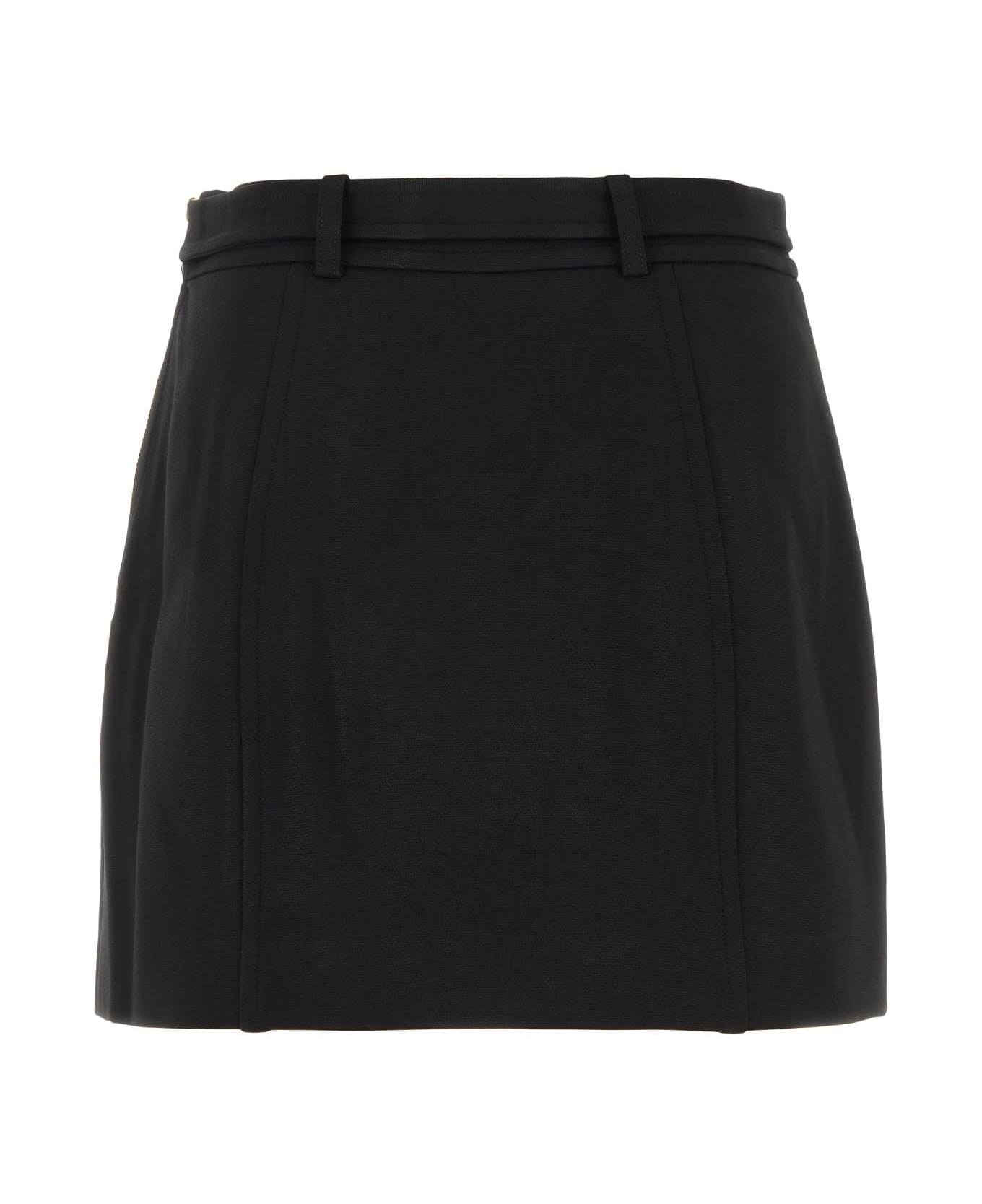 Michael Kors Stretch Crepe Belted Mini Skirt - BLACK