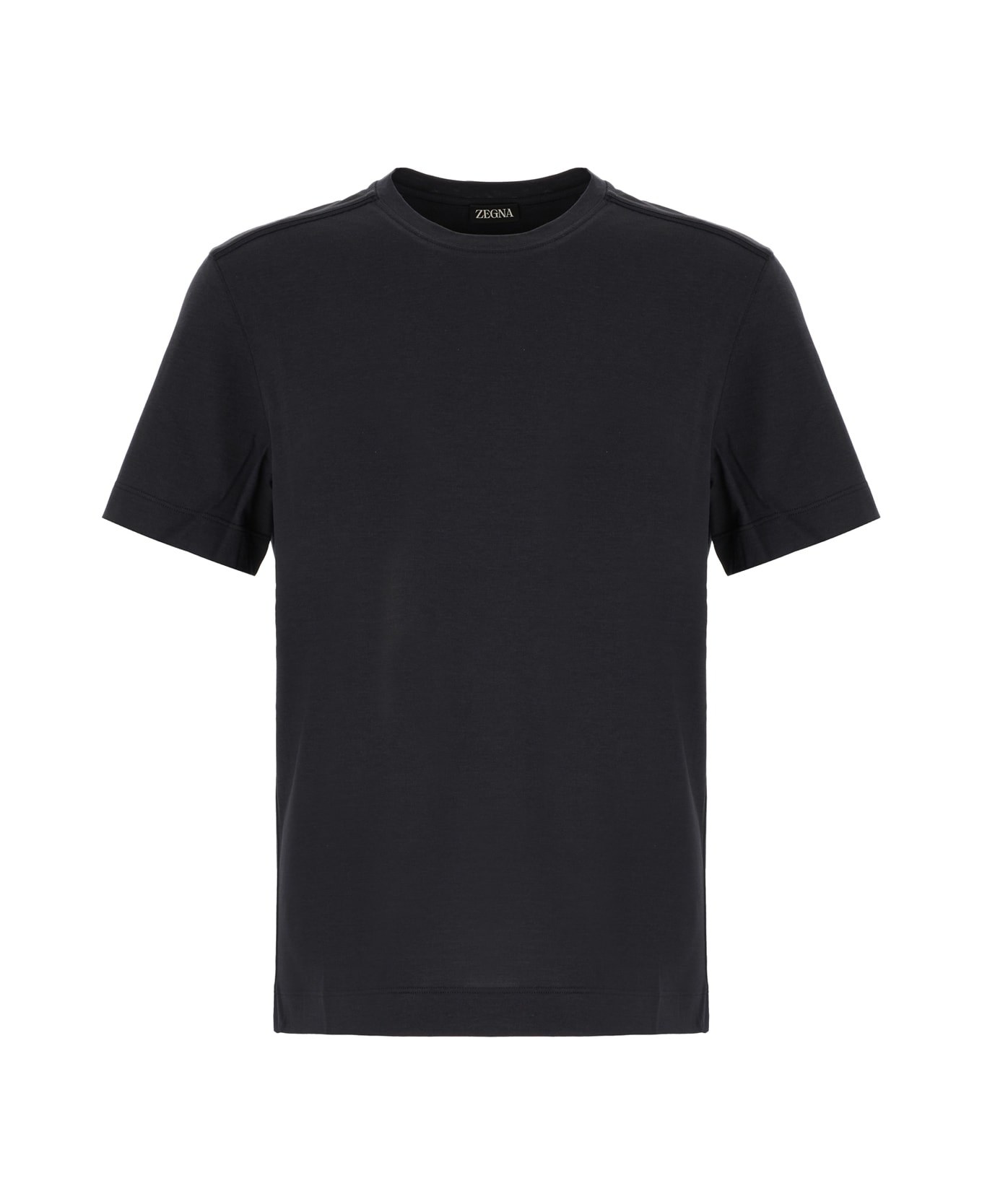 Zegna Charcoal Silk Blend T-shirt - NAVY BLUE