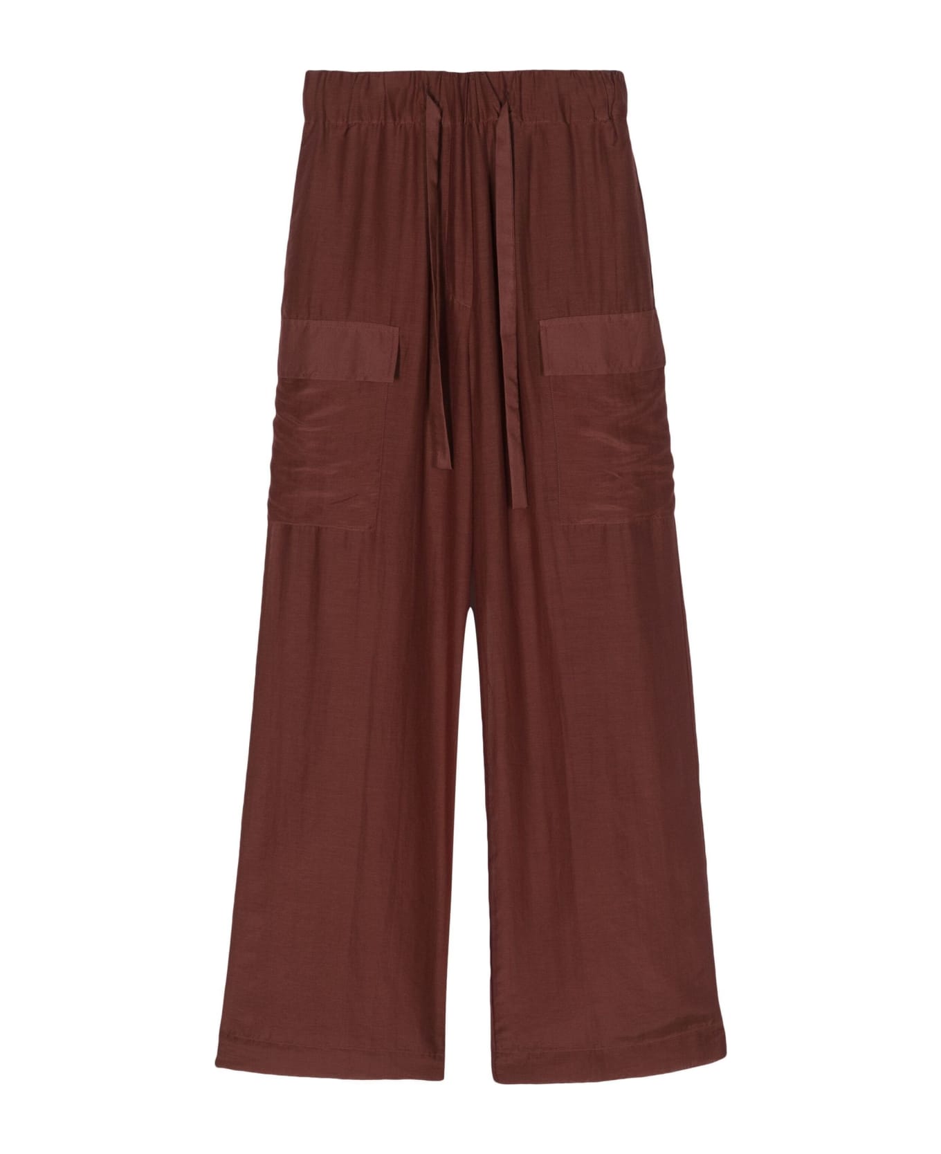 SEMICOUTURE Brown Cotton-silk Blend Trousers - Brown