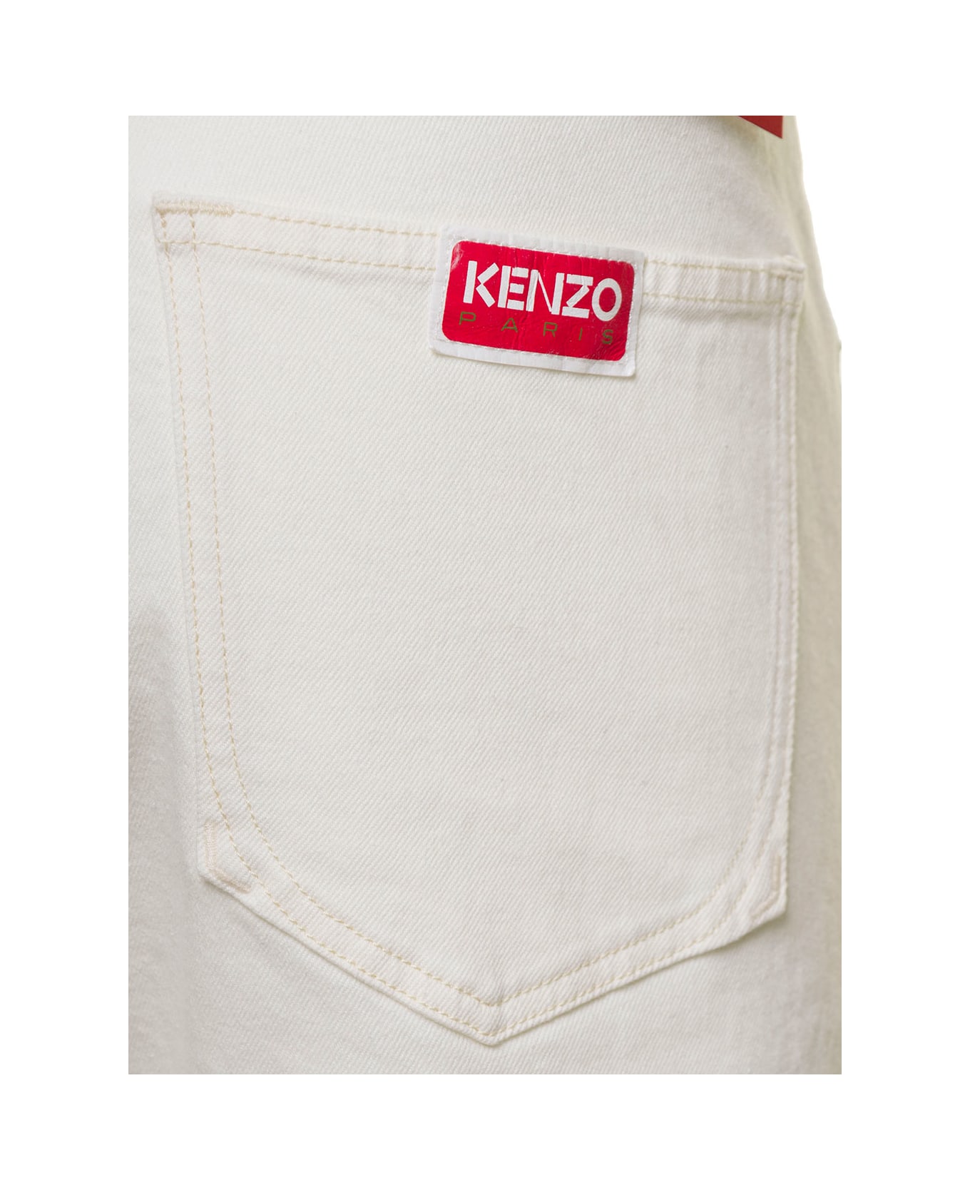 Kenzo Jeans With Logo Patch - BLEACHEDWHITE ボトムス