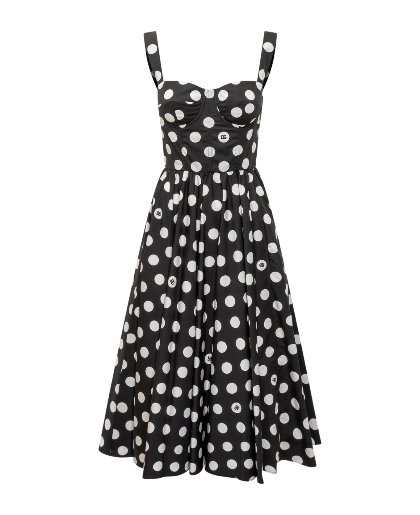 Dolce & Gabbana Pois Bustier Long Dress - POIS GR FDO NERO