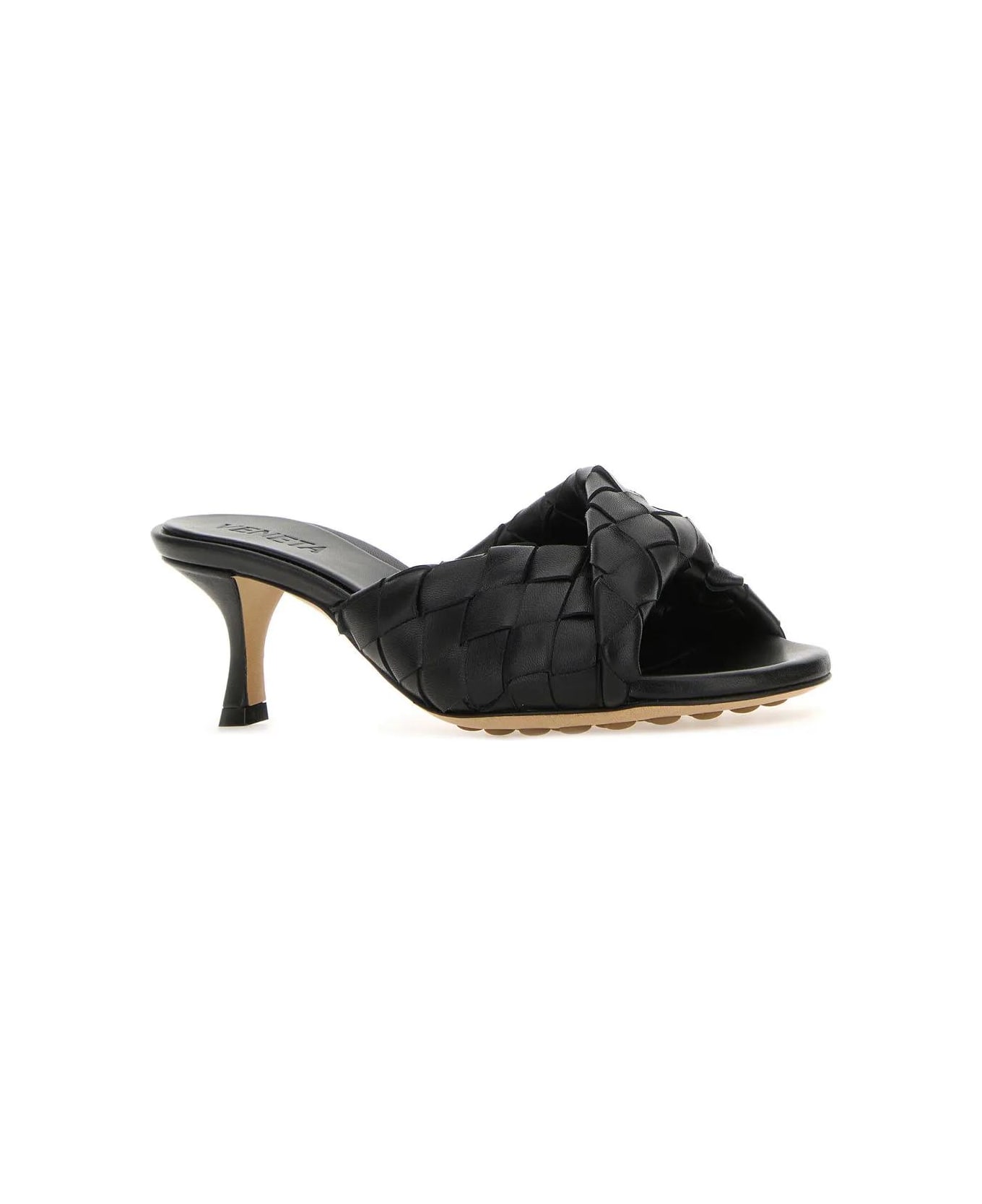 Bottega Veneta Black Nappa Leather Blink Mules - Black
