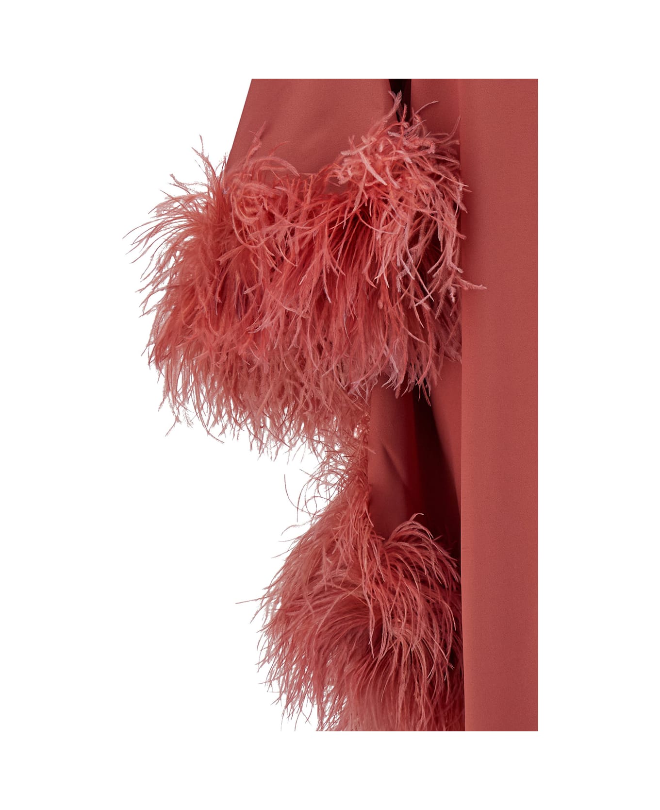 Taller Marmo Salmon Pink Dress With Tonal Feather Trim In Acetate Blend Woman - Pink