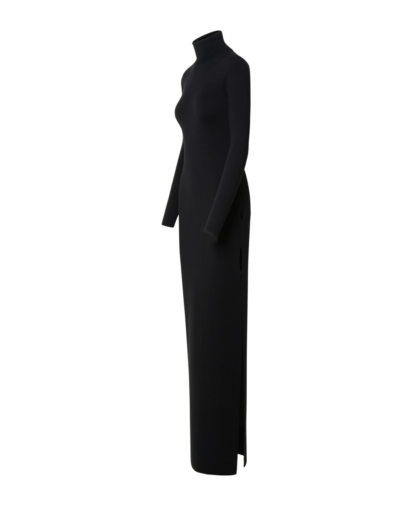 Saint Laurent Long Dress In Wool - Black