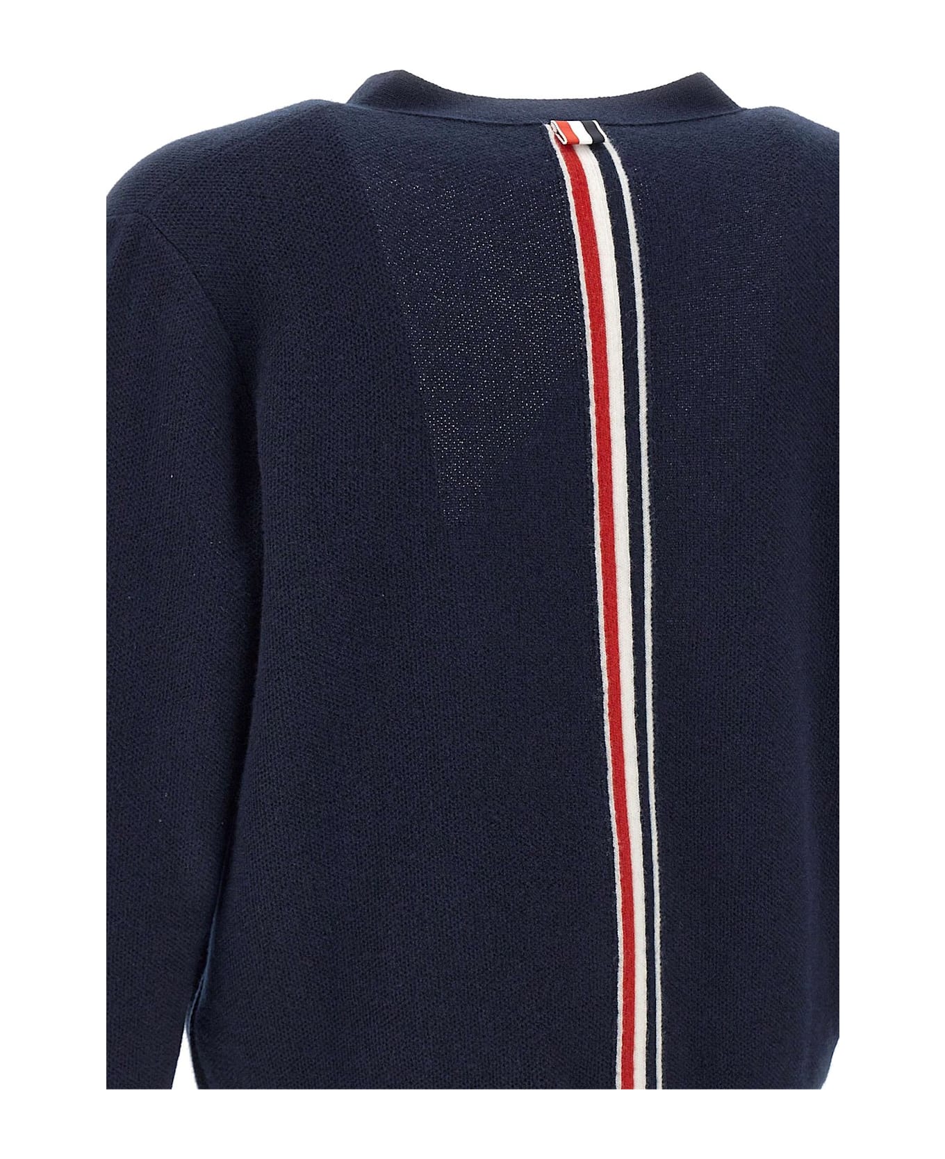 Thom Browne Washed Stitch Knitted Cardigan - Blue