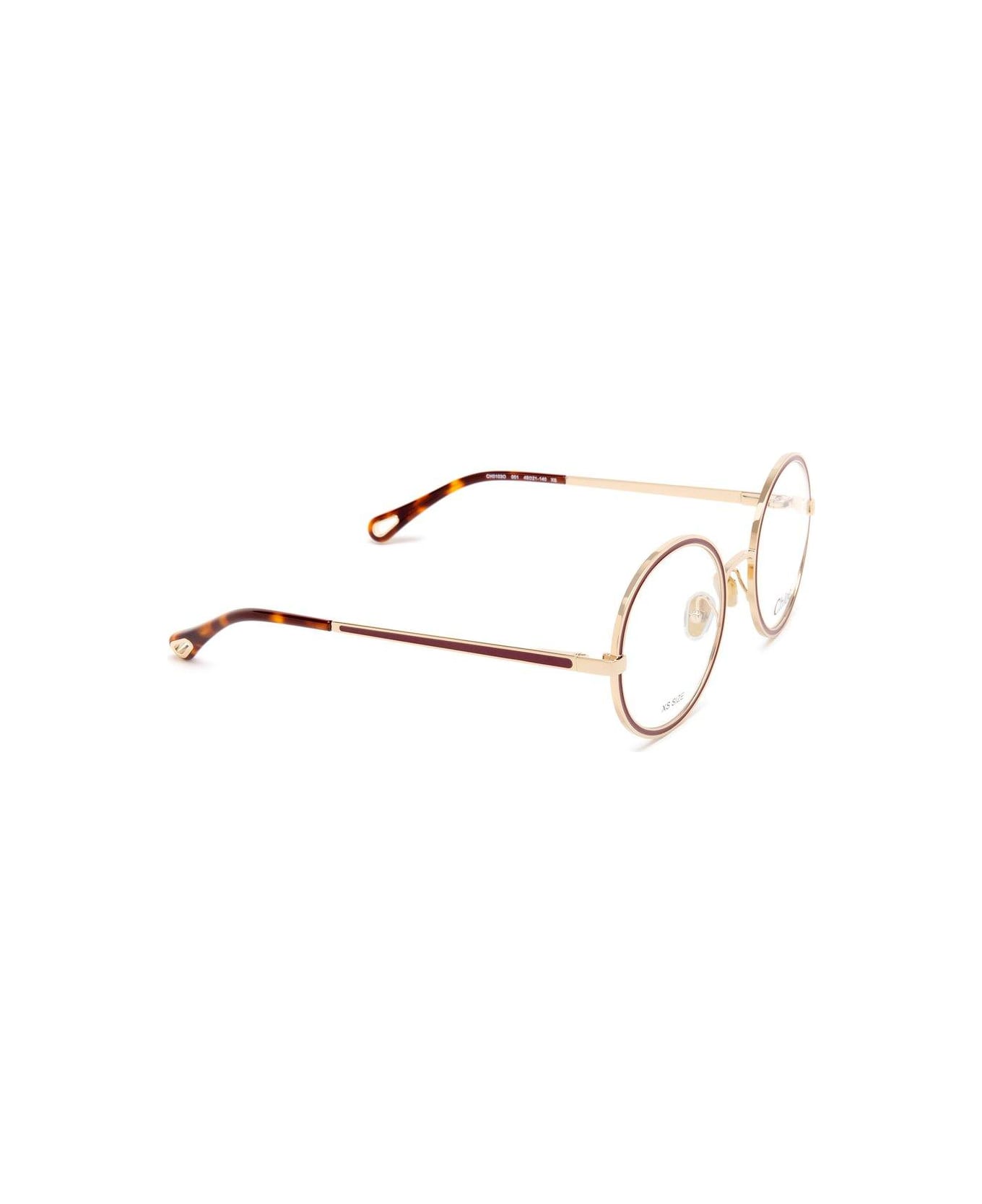 Chloé Eyewear Round Frame Glasses - 001 gold gold transparent