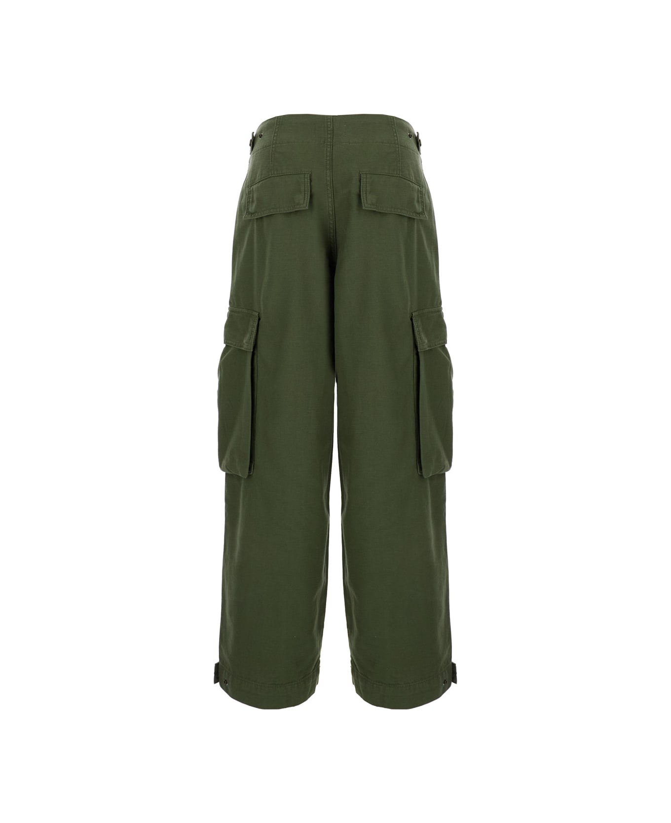 Frame Green Cargo Pants With Patch Pokets In Cotton Woman - Green ボトムス
