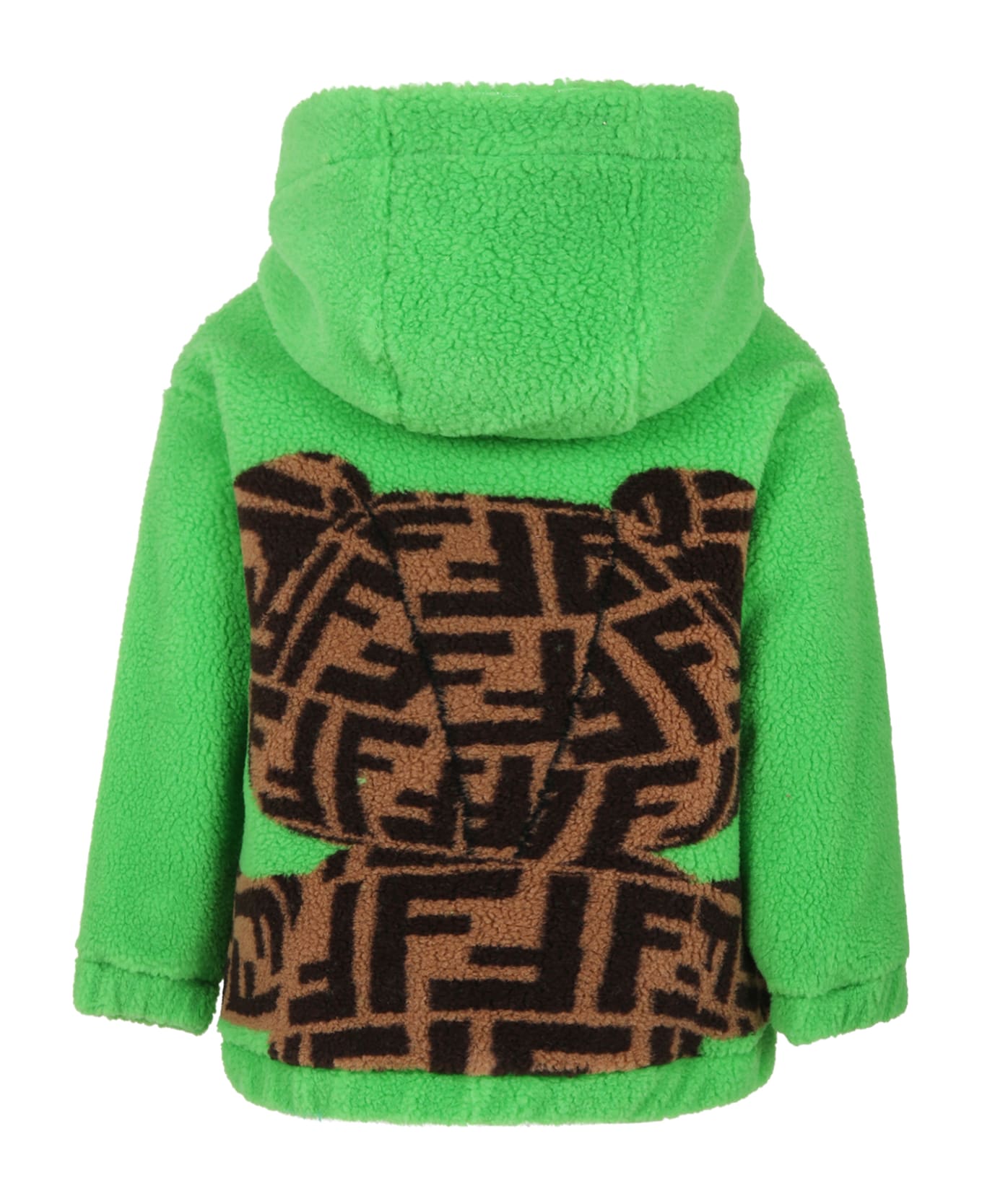 Fendi Green Sweatshirt For Kids With Bear - Green