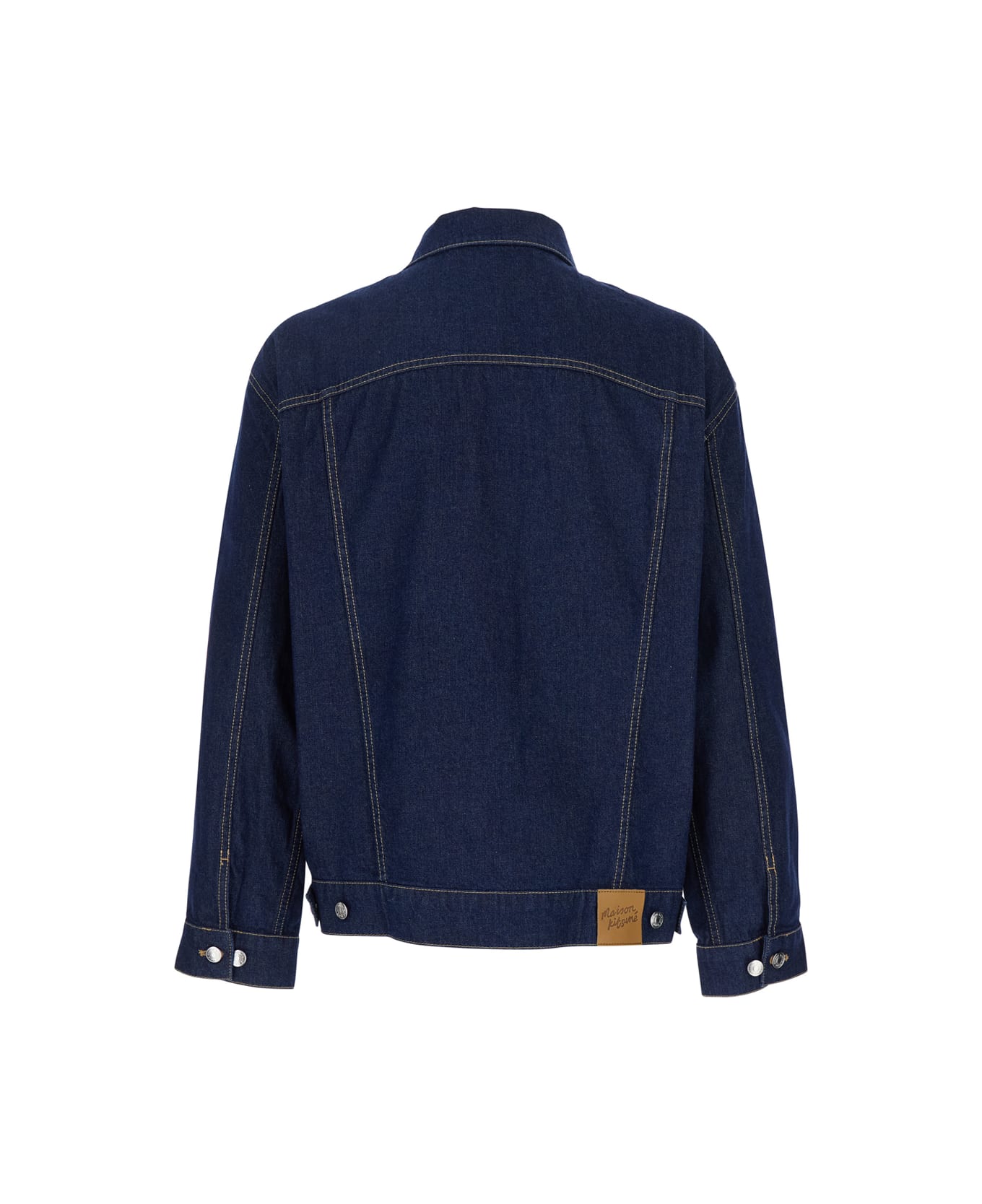 Maison Kitsuné 
trucker
 Blue Jacket With Logo Embroidery On The Front And Logo Patch On The Rear In Denim Man - Blu