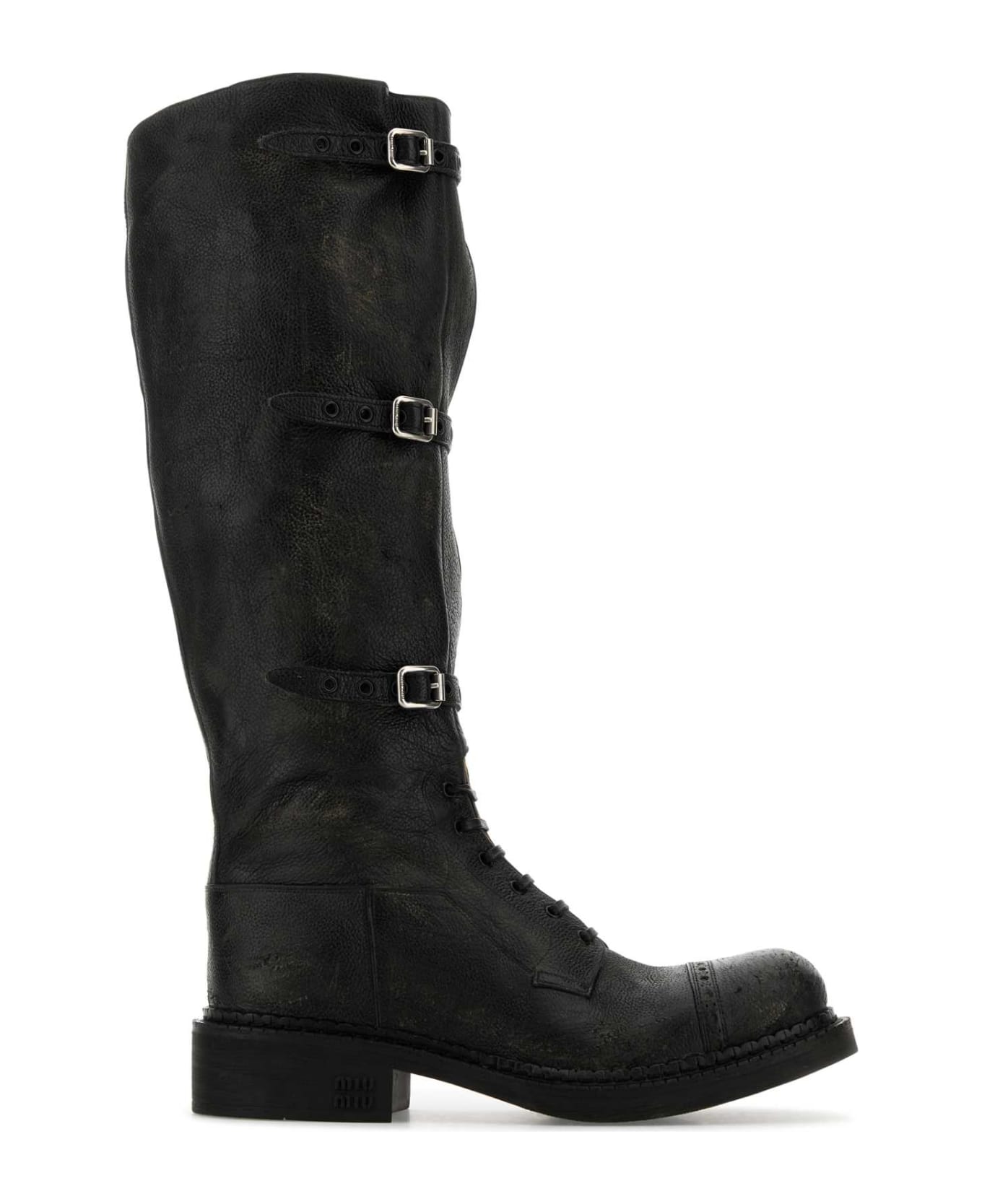 Miu Miu Black Leather Boots - NERO