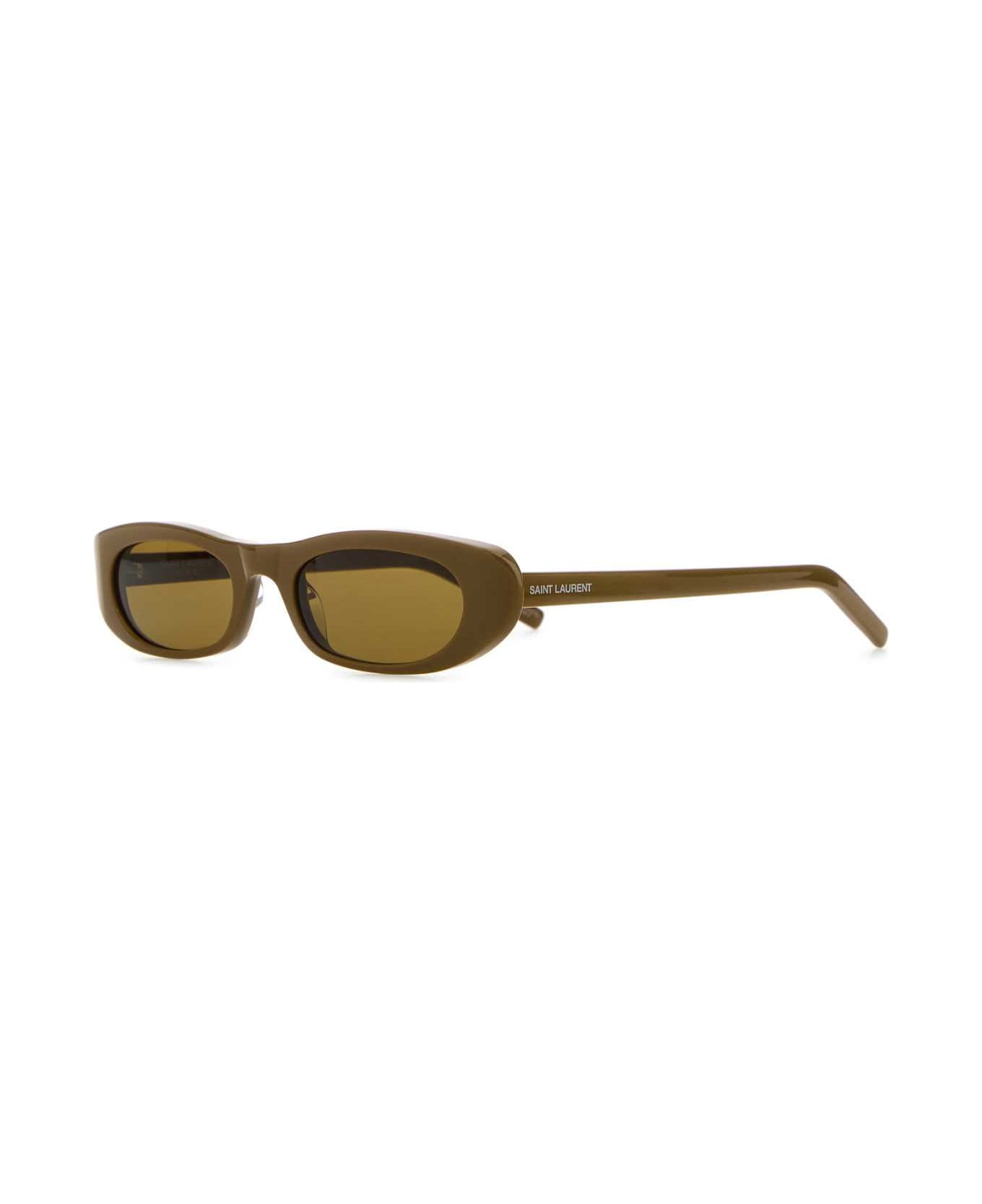 Saint Laurent Olive Green Acetate Sl 557 Sunglasses - BROWN BROWN BROWN