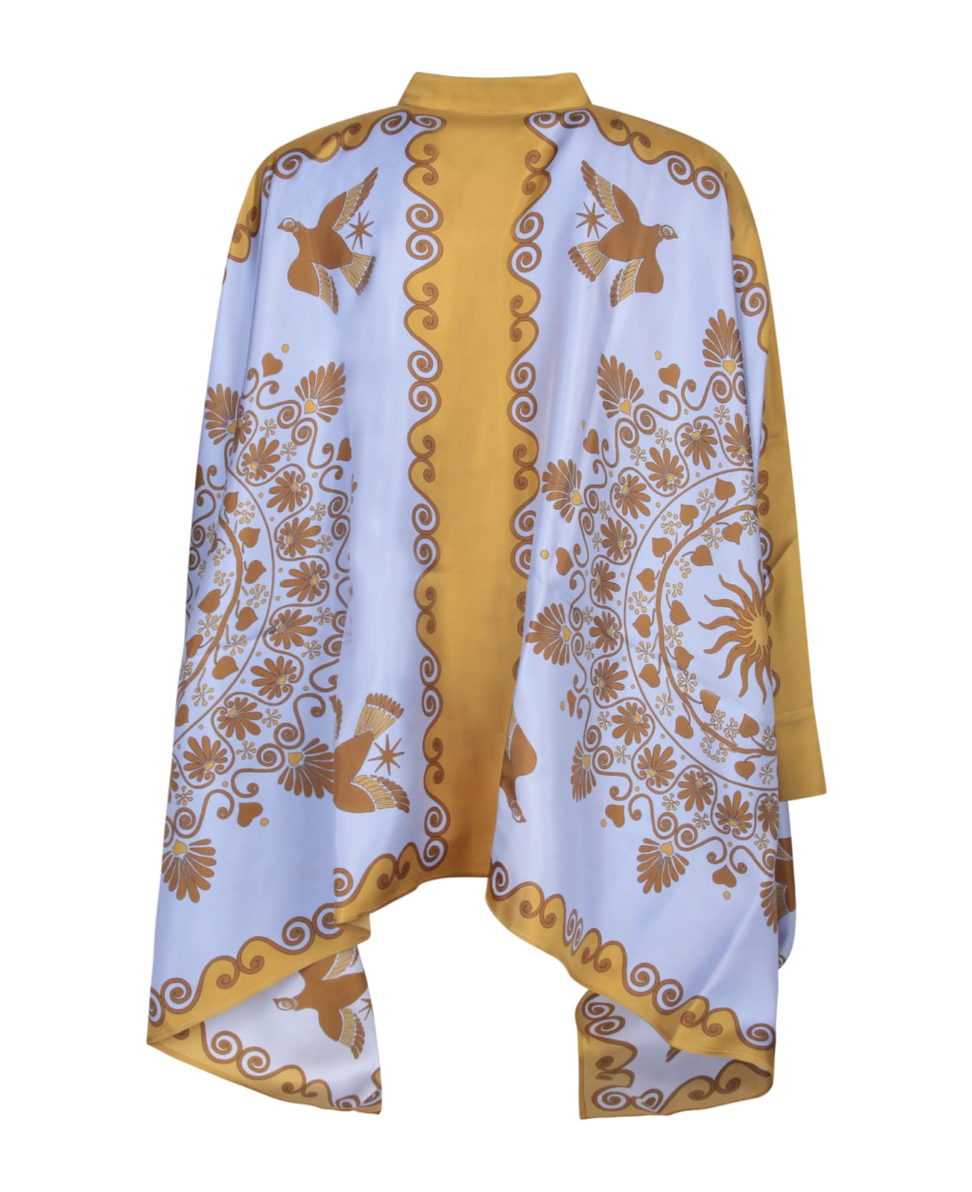 La DoubleJ Olympus Light Blue Gold Scarf Shirt - Blue