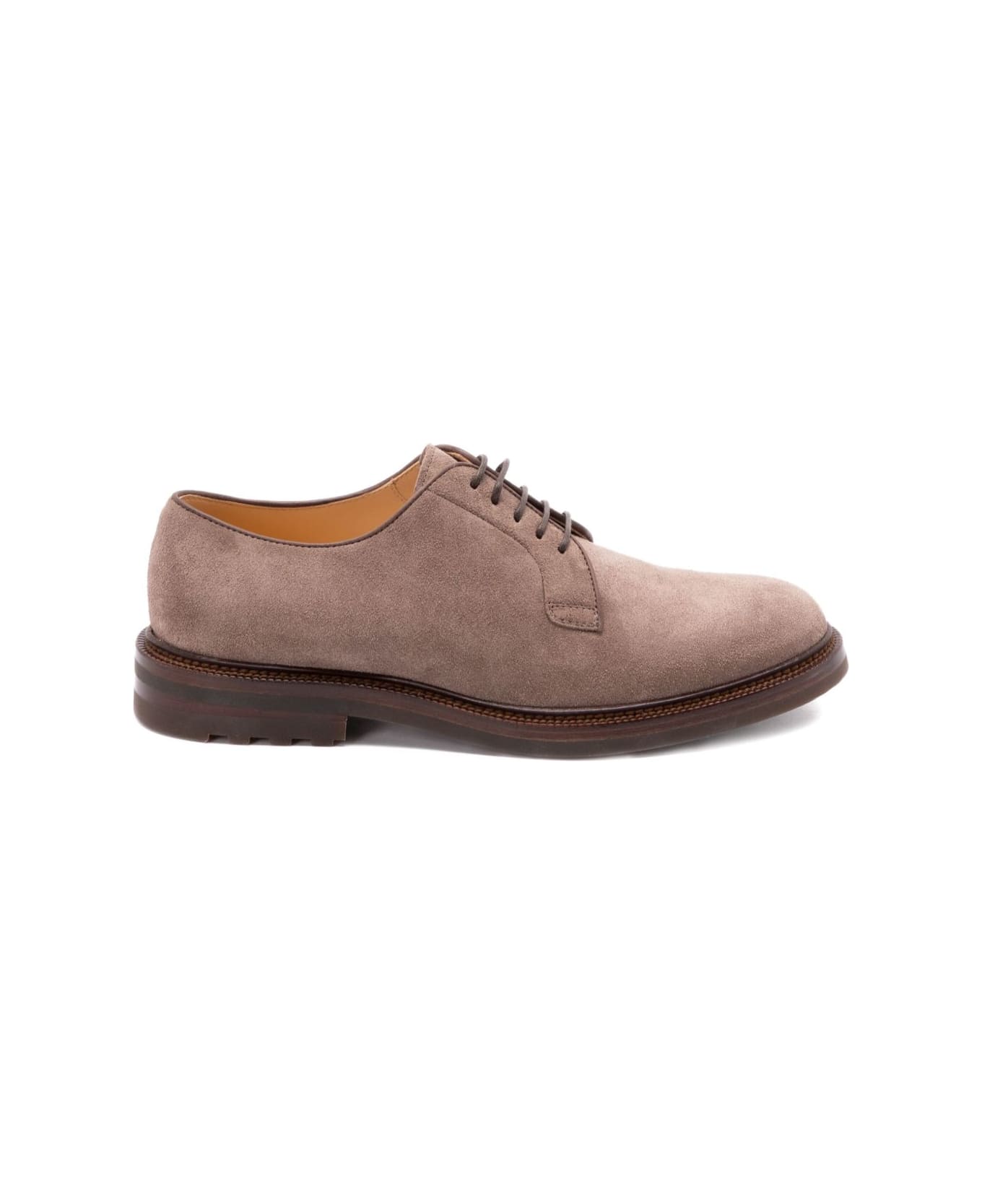 Brunello Cucinelli Suede Leather Lace-up Shoes - Marrone scuro