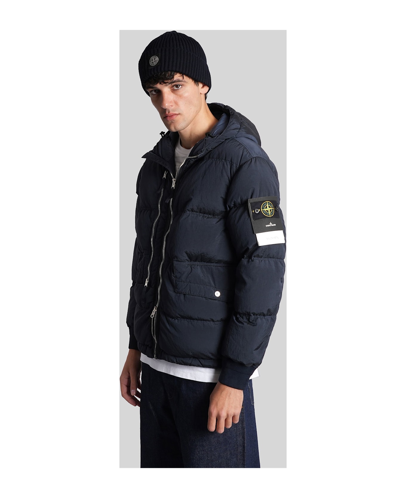 Stone Island Puffer In Blue Polyamide - blue