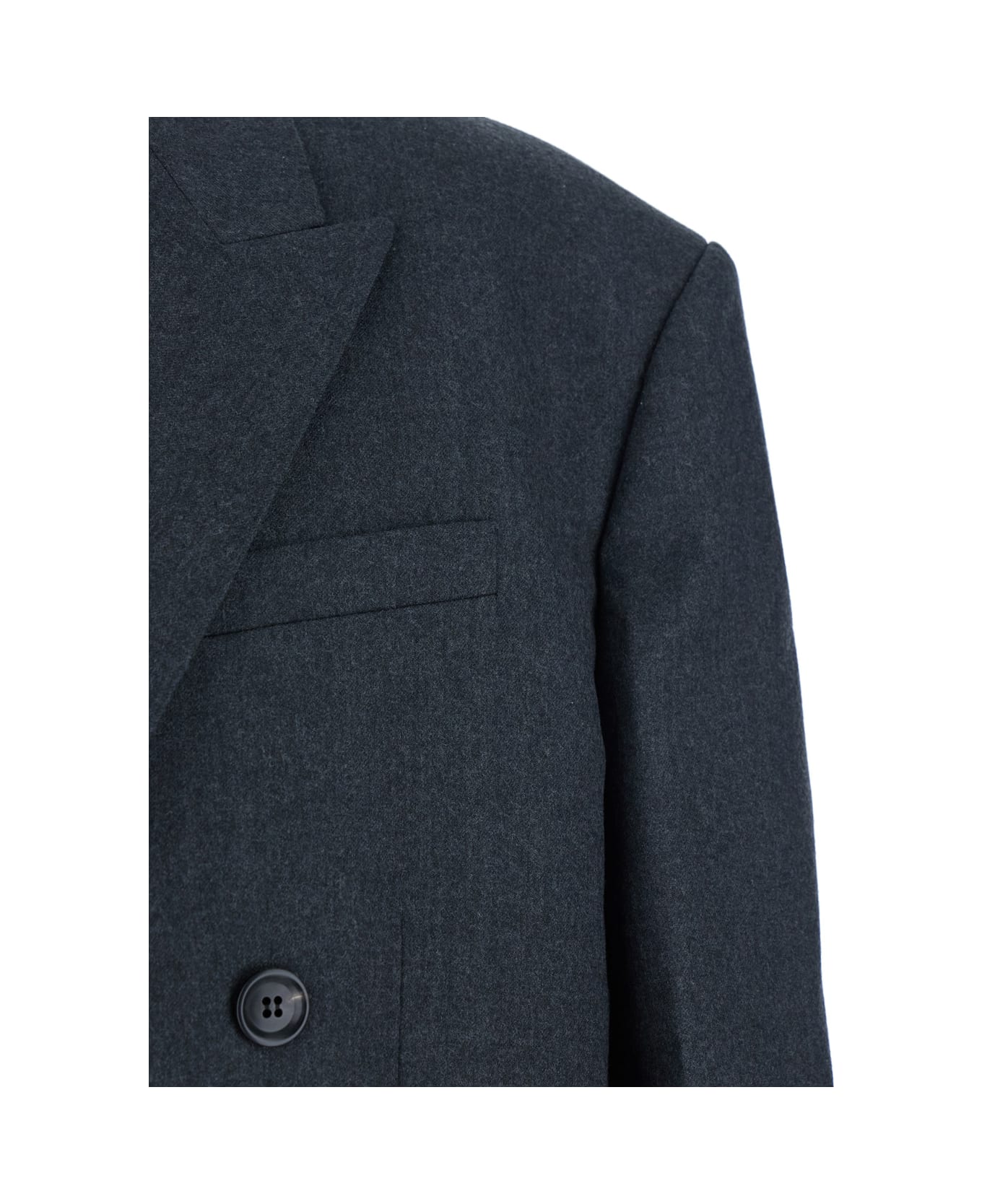 Juun.J Grey Double-breasted Jacket With Peaked Revers And Patch Pockets On Front In Wool Man - Grey