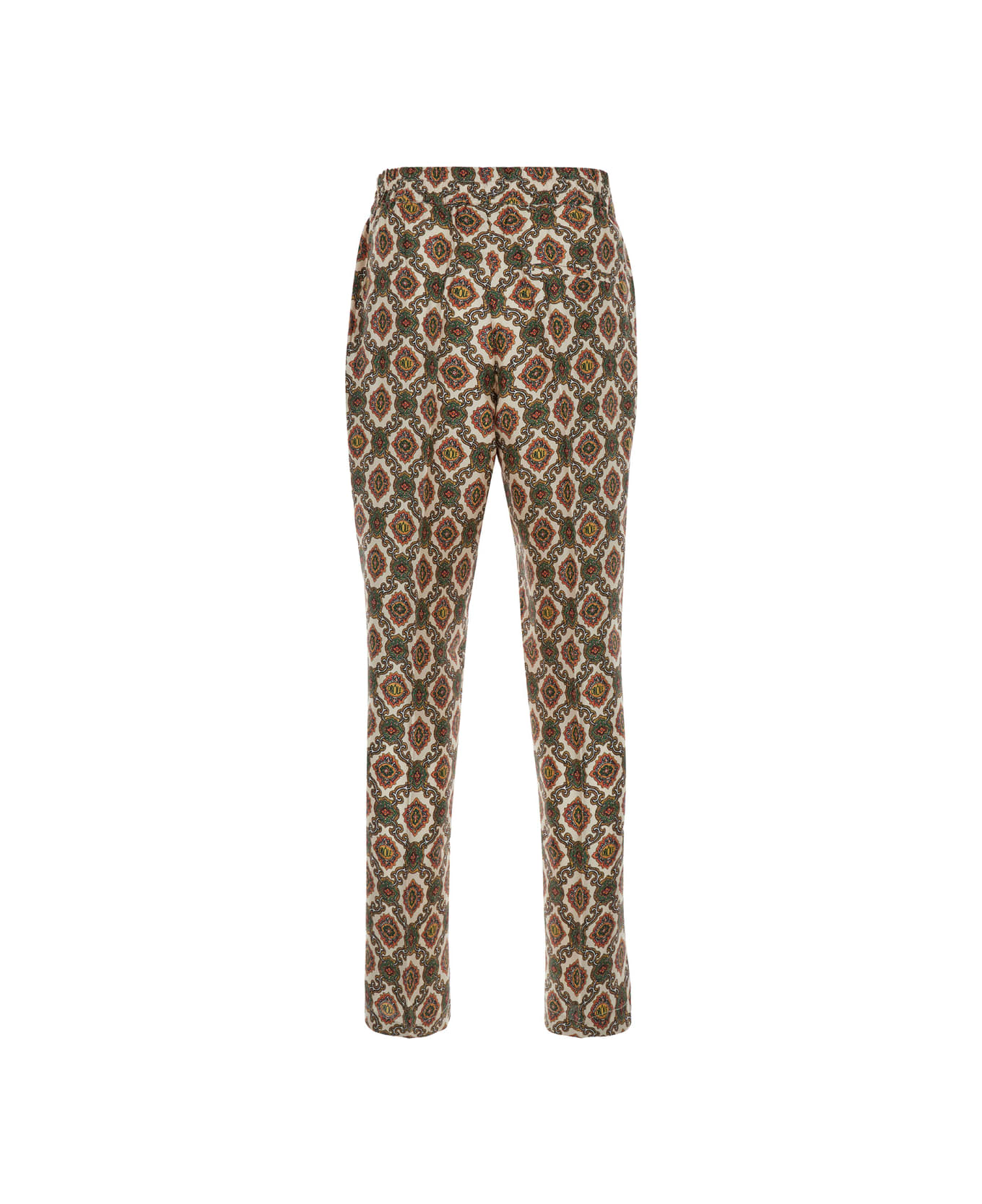 Drôle de Monsieur 'le Pantalon Renzo' Beige Pants With All-over Renzo Print In Silk Man - Beige