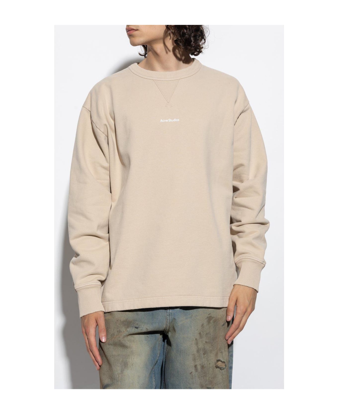 Acne Studios Logo Printed Crewneck Sweatshirt - BEIGE