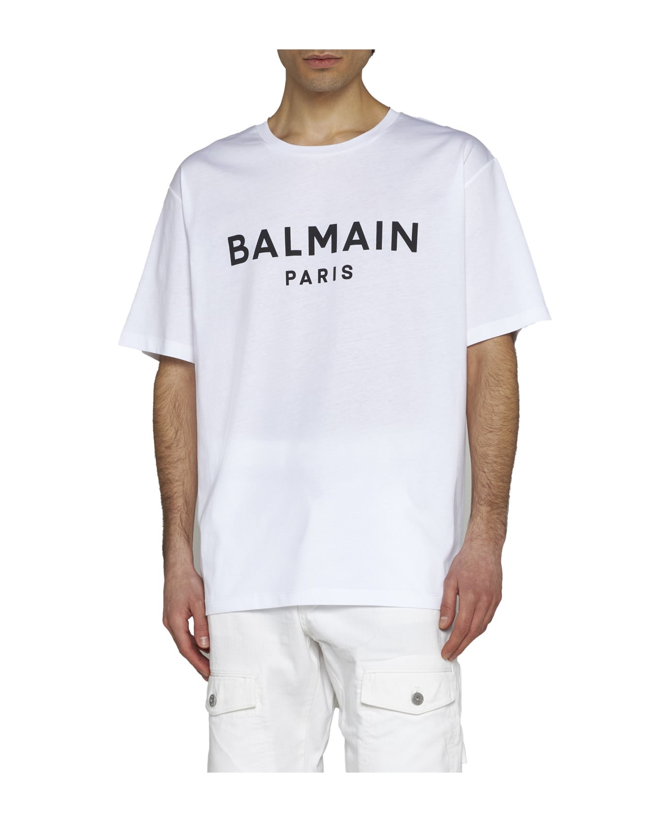 Balmain Logo Print T-shirt - White