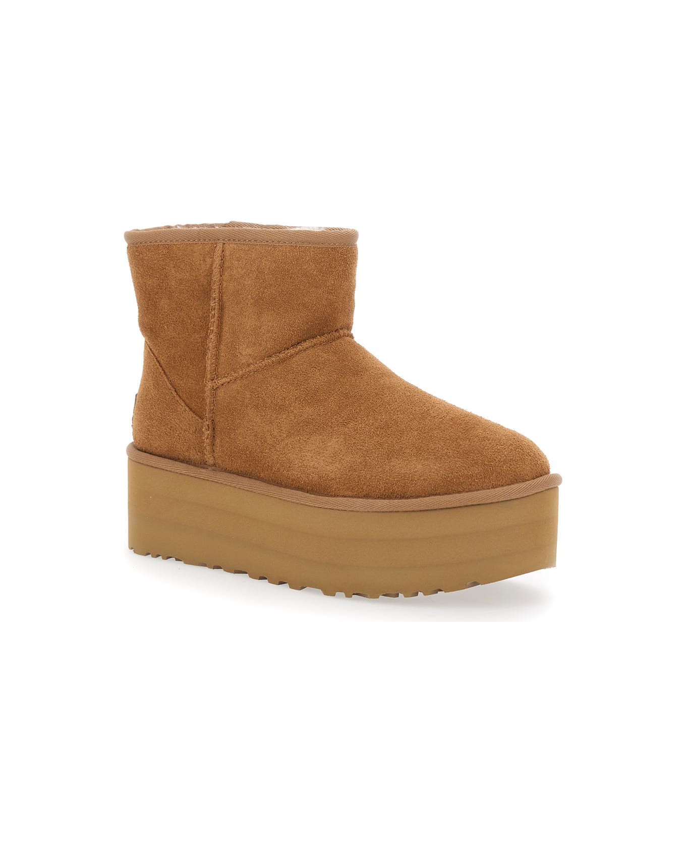 UGG 'classic Mini Platform' Beige Ankle Boots With Platform In Suede Woman - Beige