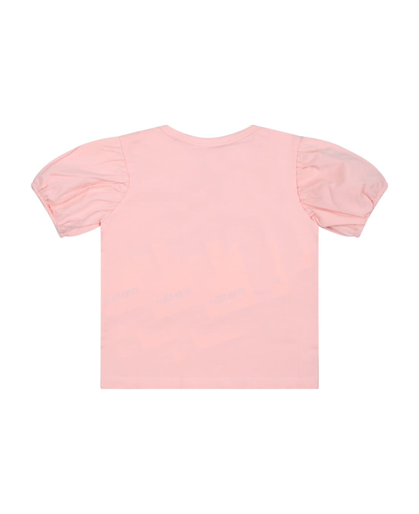 Kenzo Kids Pink T-shirt For Baby Girl With Iconic Roaring Tiger And Logo - Pink