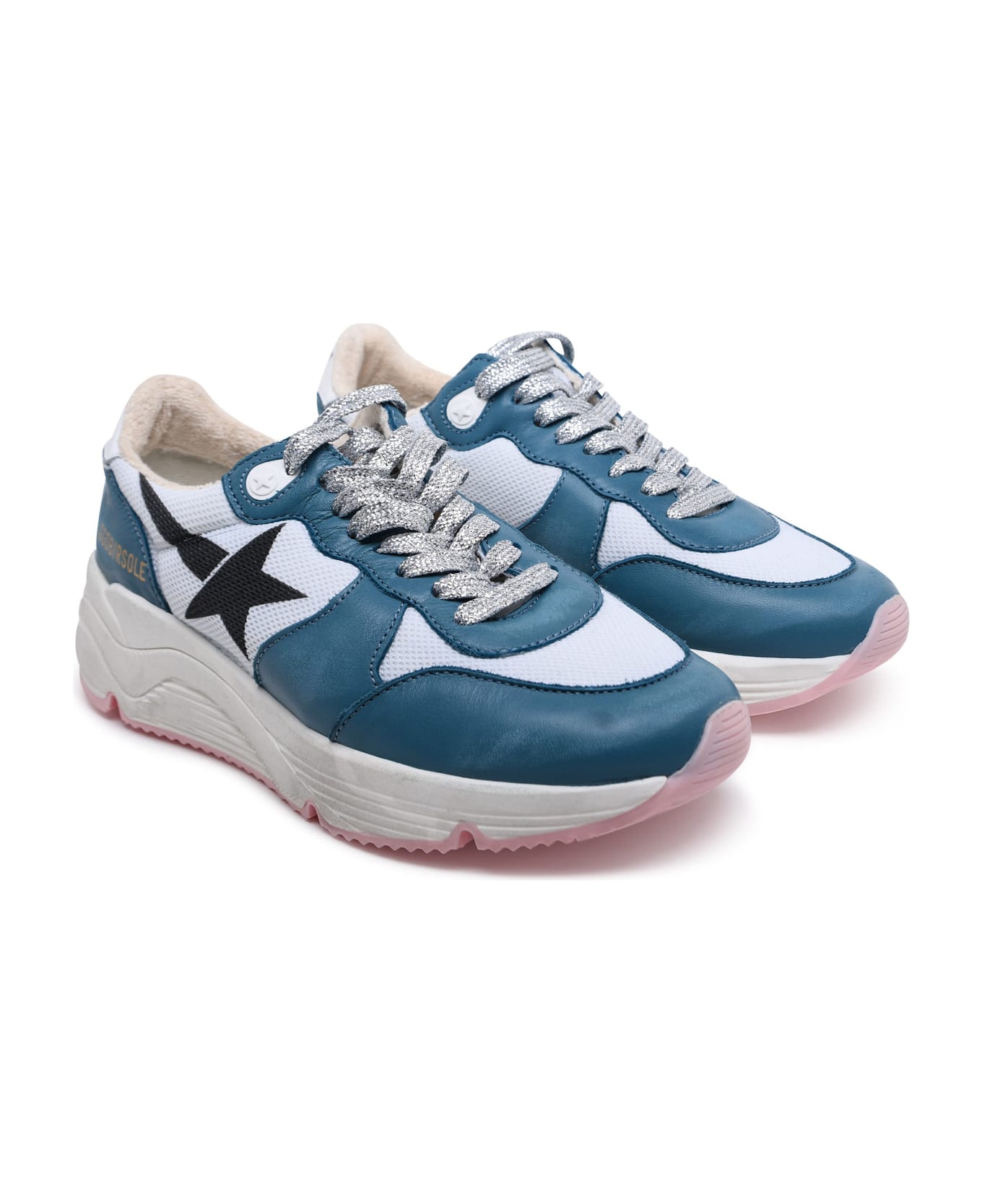 Golden Goose Running Sole Two-color Leather Blend Sneakers - turquoise スニーカー