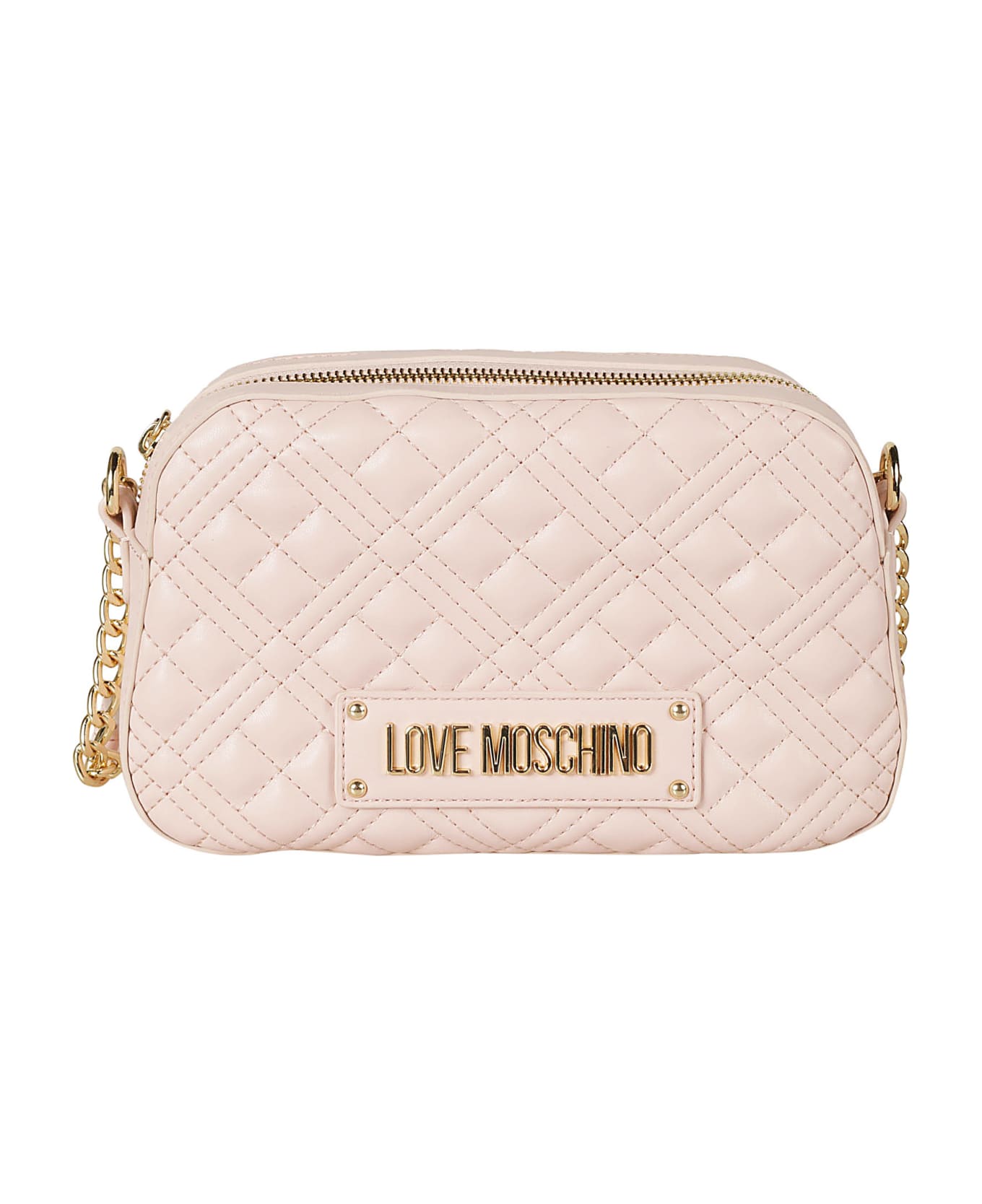 Love Moschino Top Zip Quilted Chain Shoulder Bag - Cipria