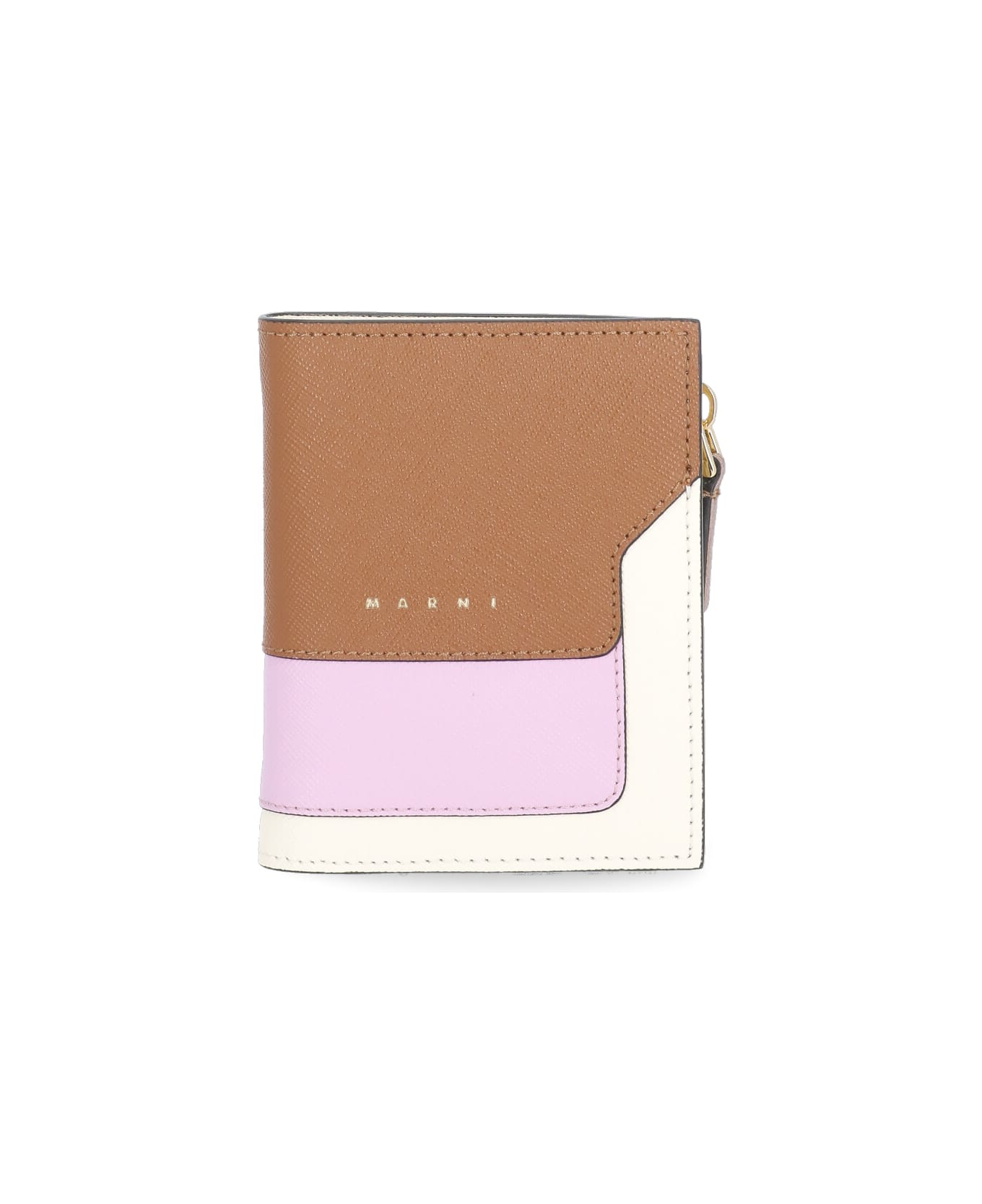 Marni Saffiano Bi-fold Wallet - MOCA/PINK CANDY/SHELL