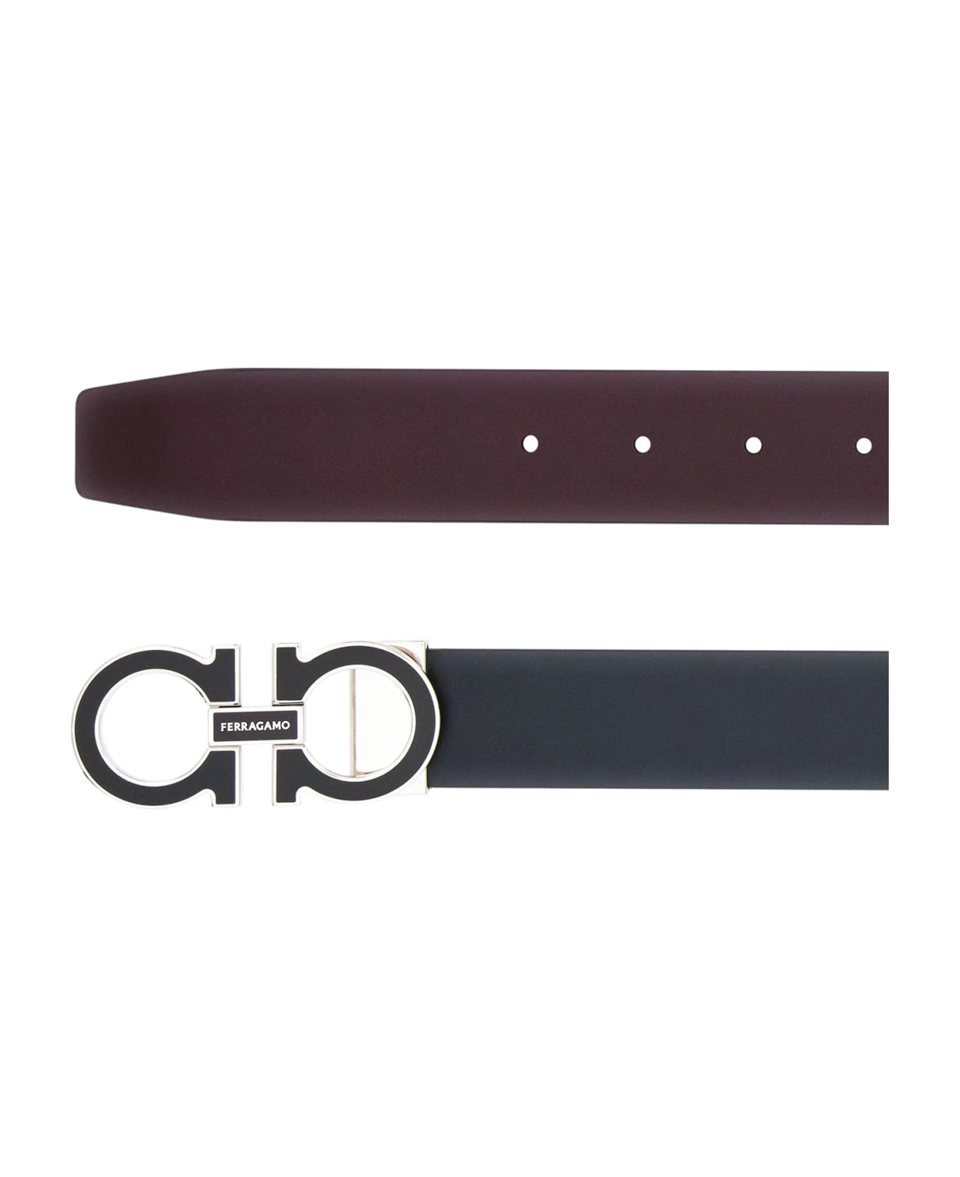 Ferragamo Black Calf Leather Reversible Belt - Black