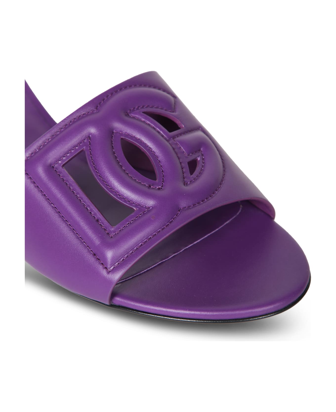 Dolce & Gabbana Purple Logo Mule Sandal - Purple