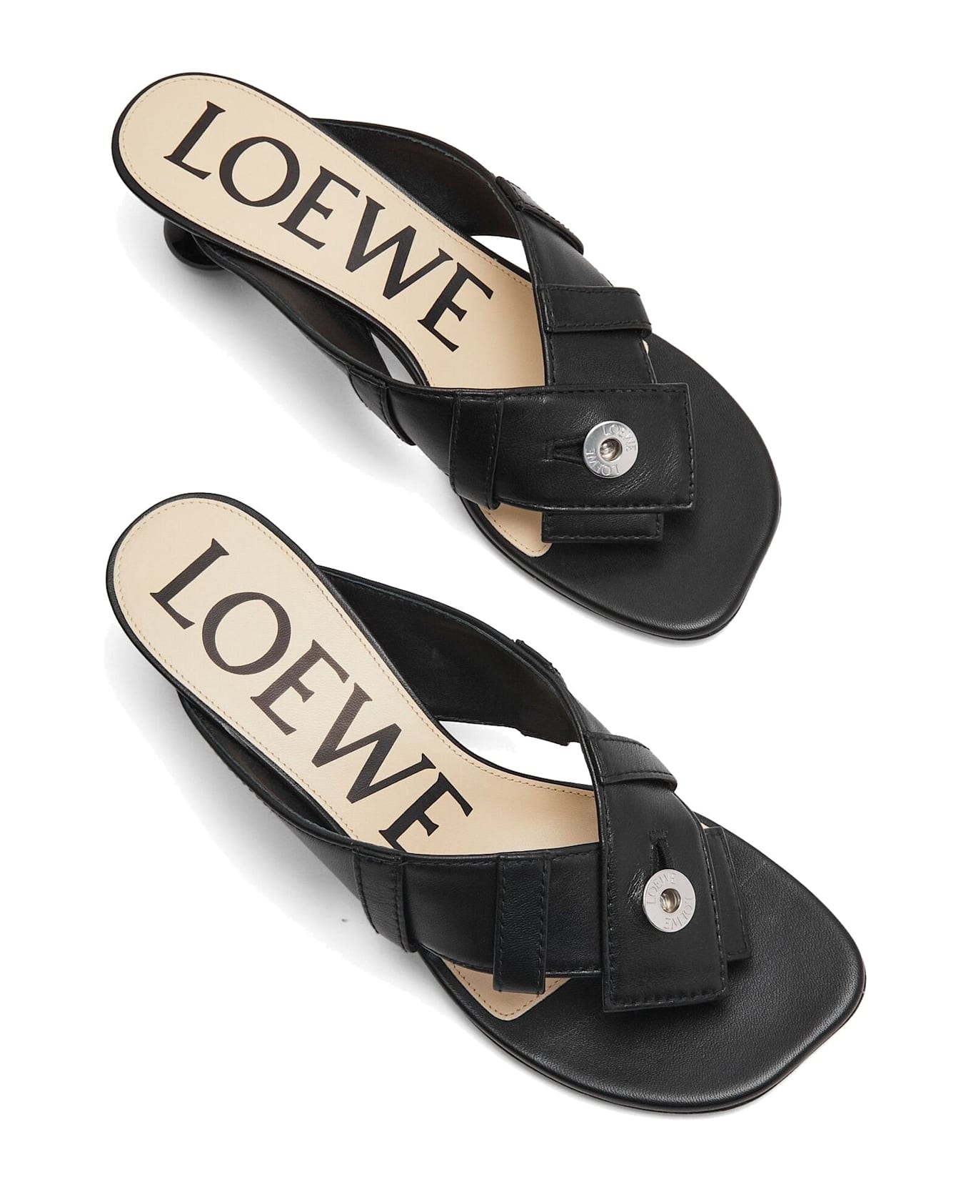 Loewe Toy Panta 45mm Leather Sandals - Black