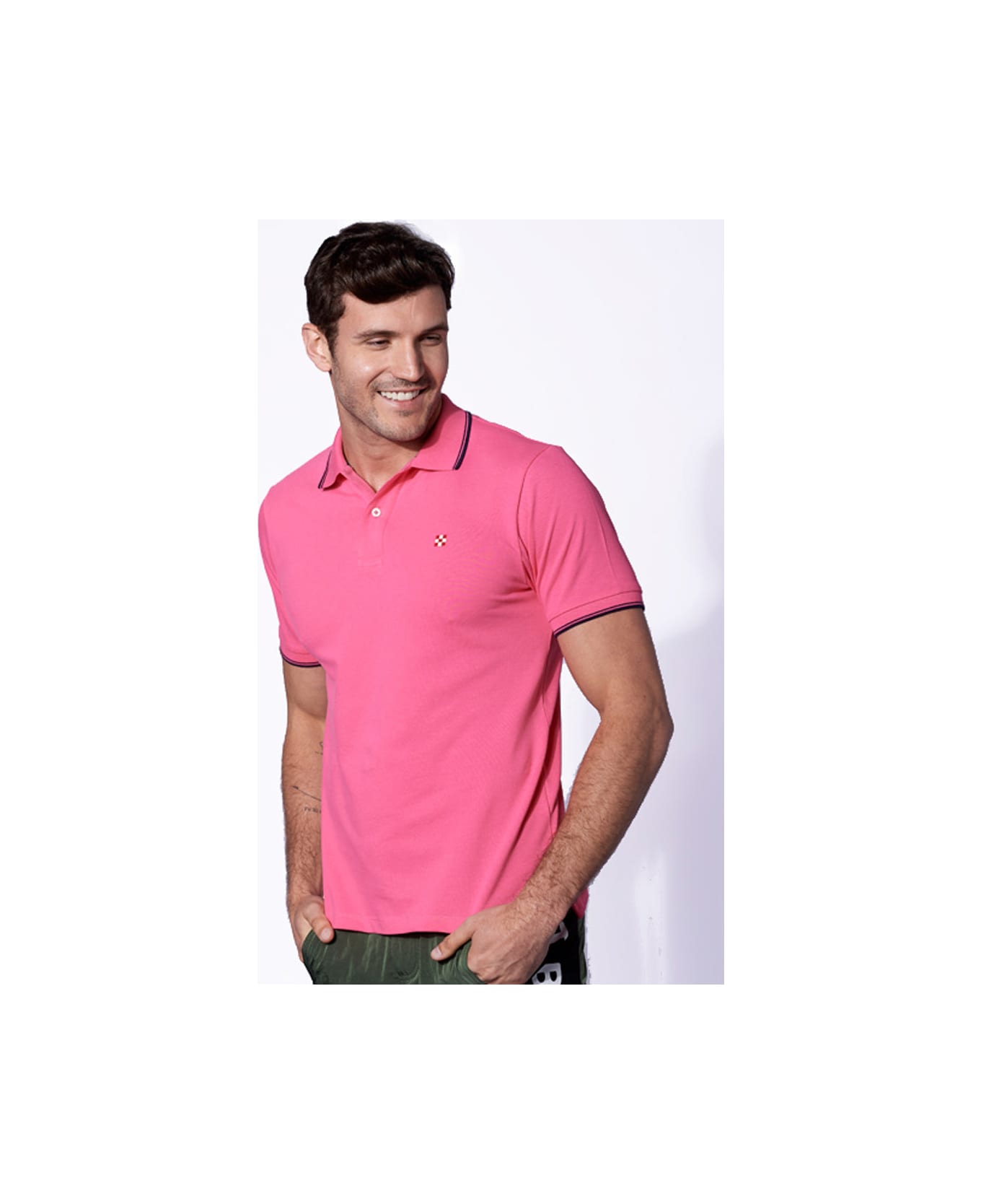 MC2 Saint Barth Pink Fluo Piquet Polo With St. Barth Check Logo - PINK