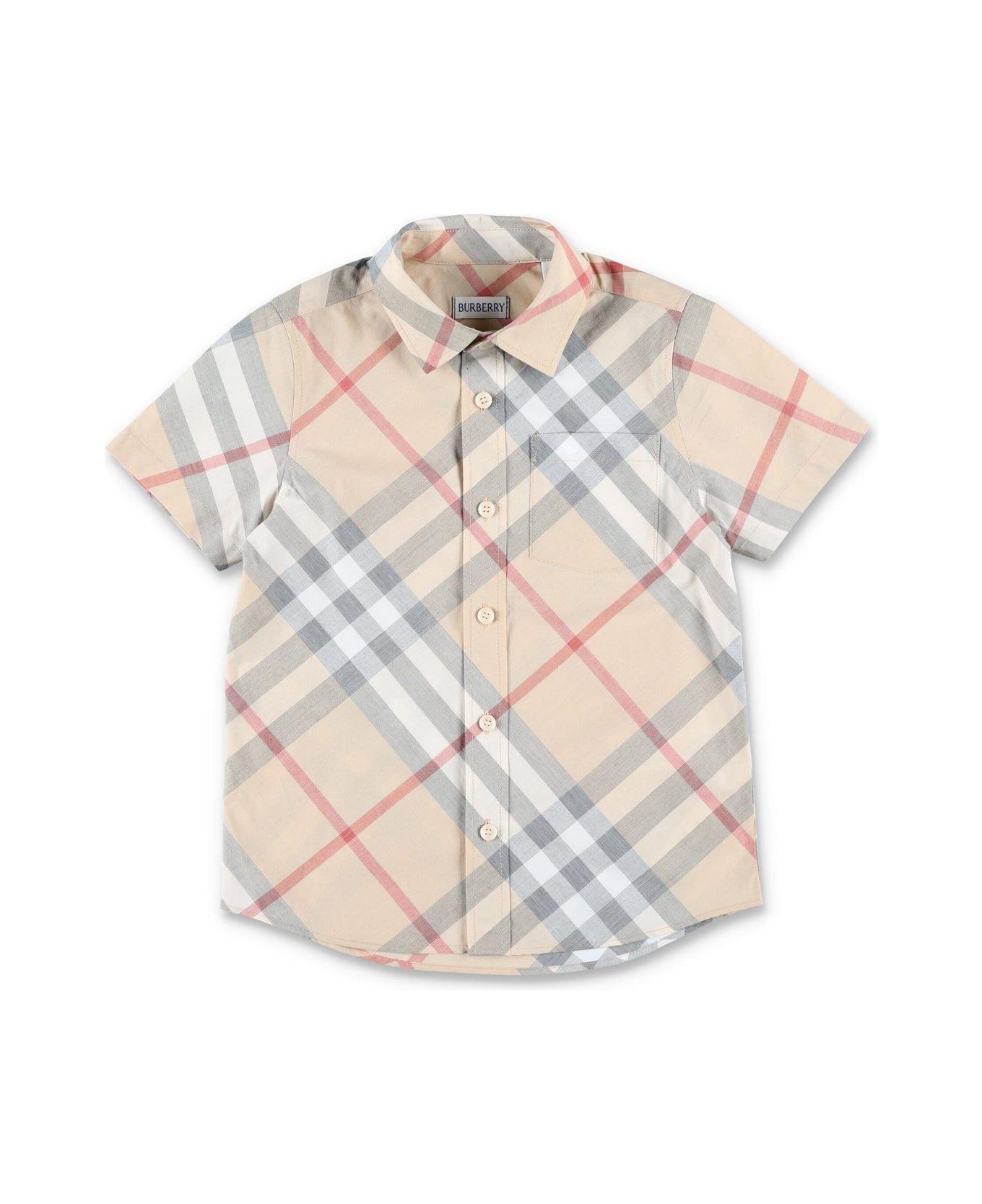 Burberry Checked Short Sleeved Shirt - Beige