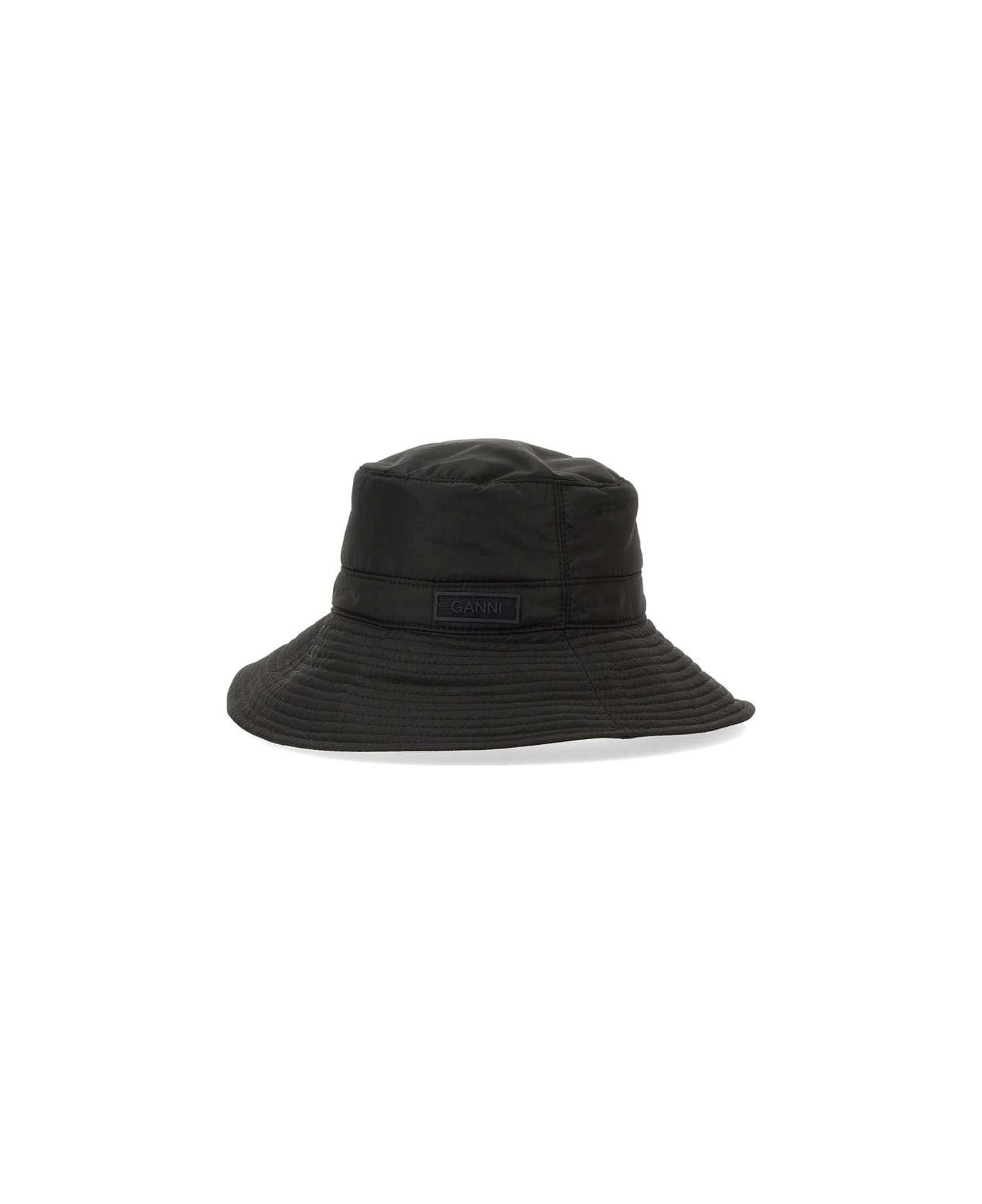 Ganni Bucket Hat With Logo - BLACK