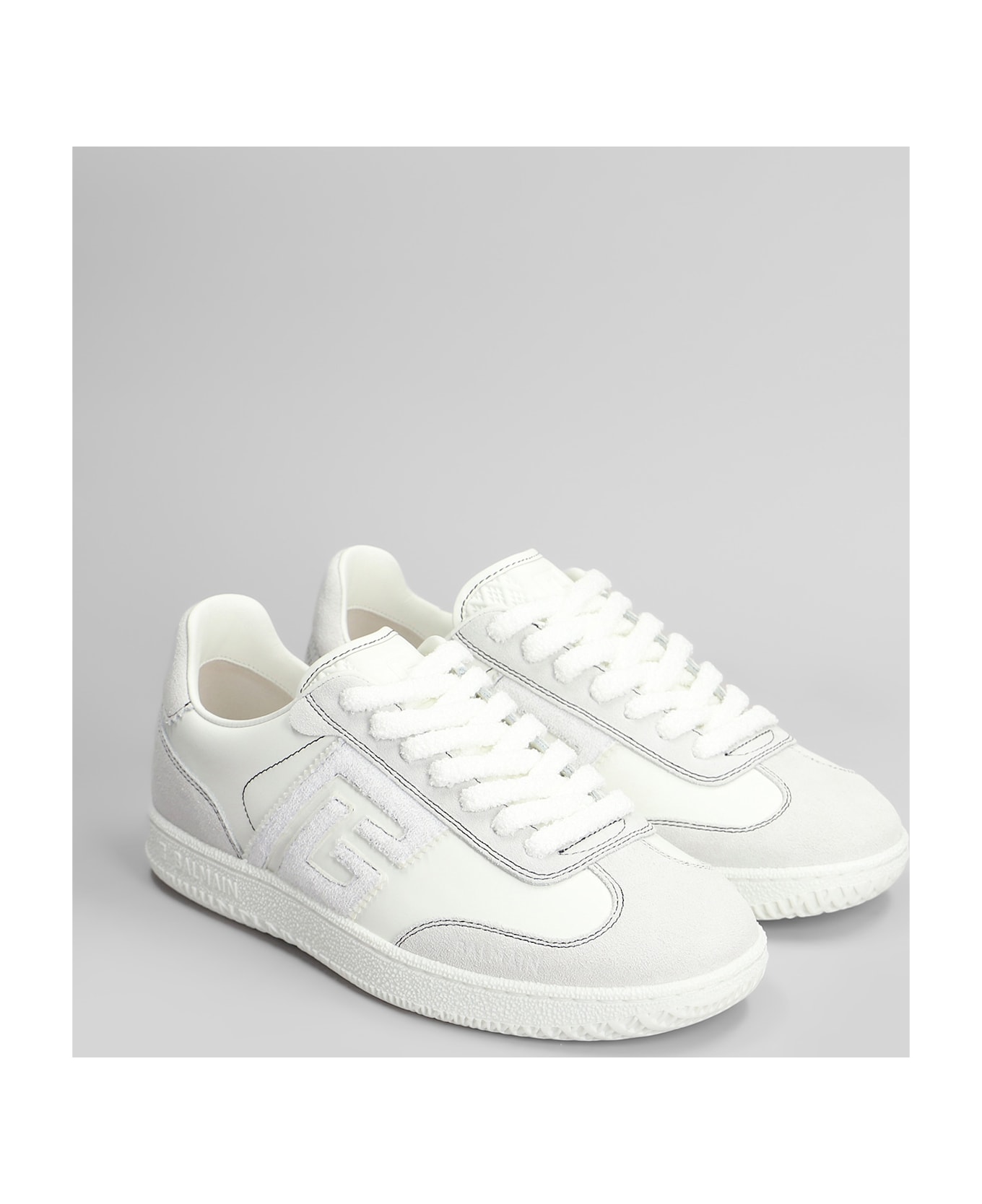 Balmain Sneakers In White Suede And Leather - white