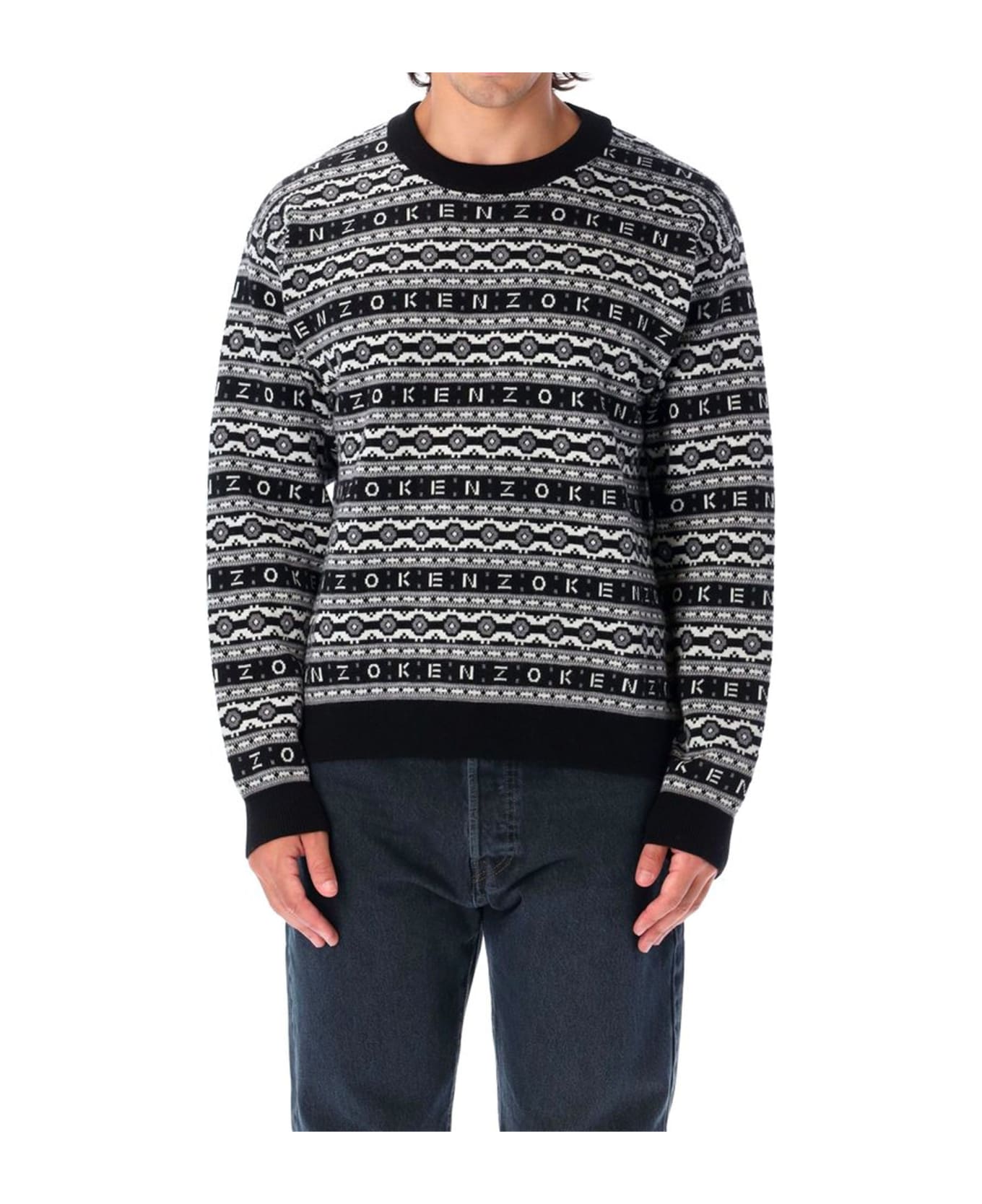 Kenzo Striped Wool Sweater - Black フリース