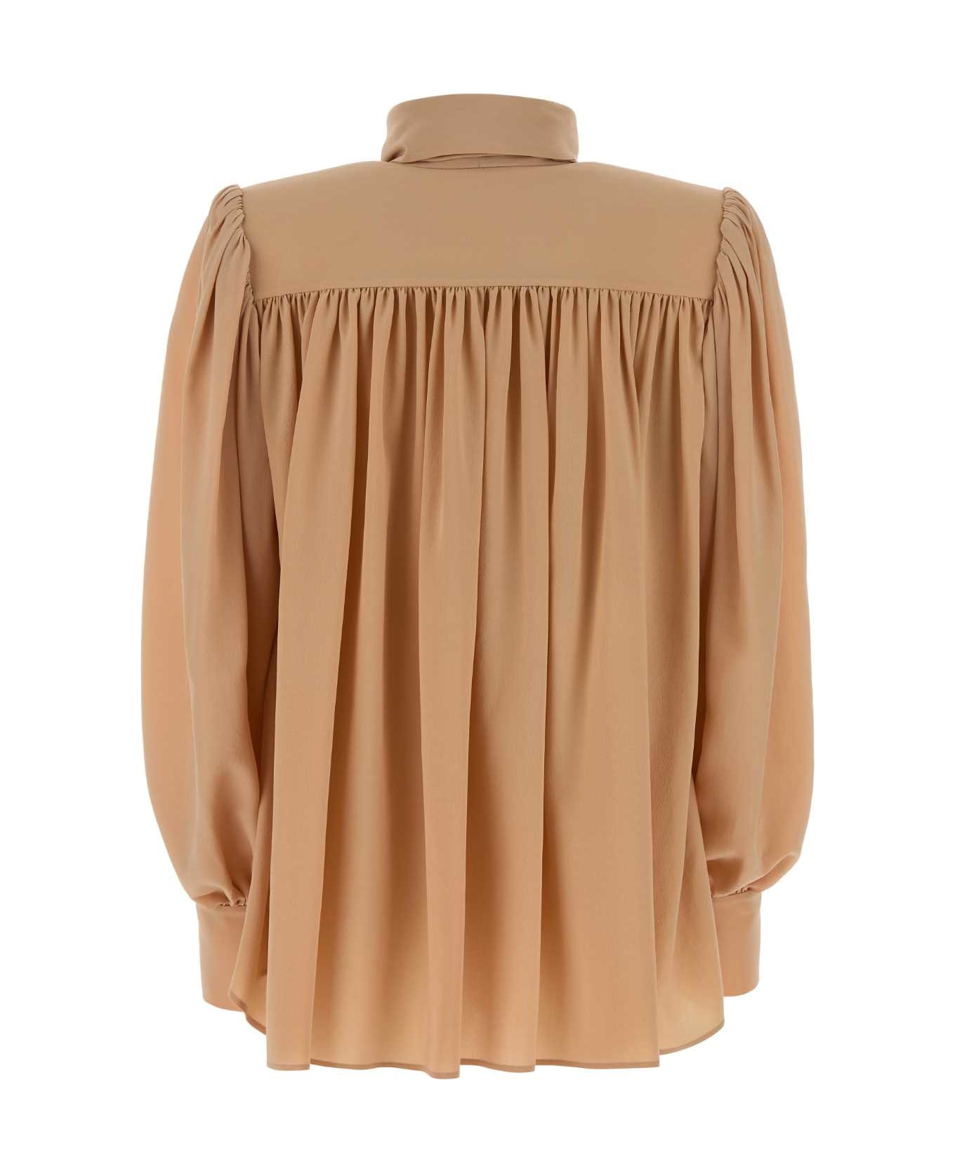 Chloé Powder Pink Crepe Blouse - SANDBROWN