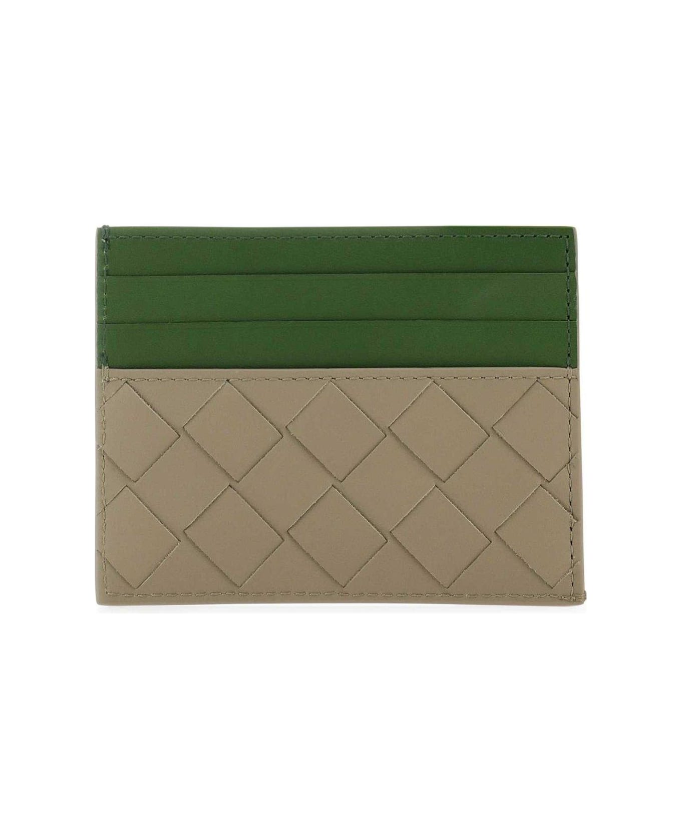 Bottega Veneta Woven Leather Card Holder - Taupe, avocado 財布
