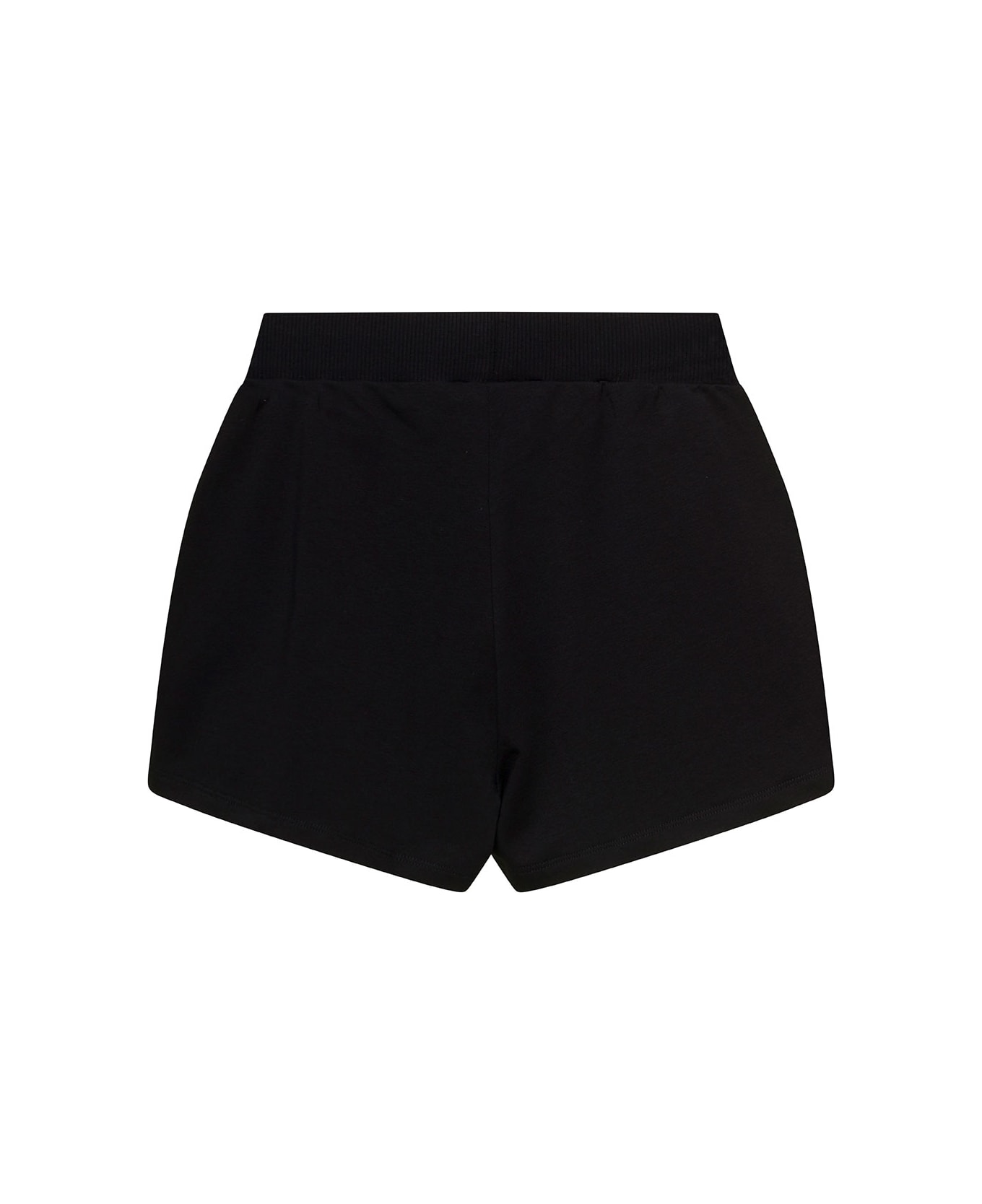 Chiara Ferragni Black Shorts With Rhinestone Embellished Logo In Stretch Cotton Girl - Black