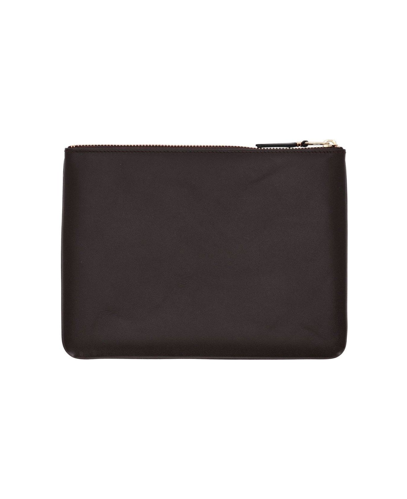 Comme des Garçons Wallet Logo Detailed Zipped Wallet - Brown 財布