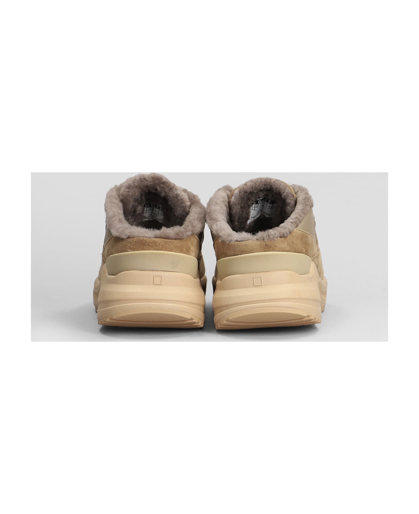 D.A.T.E. Fuga Sabot Sneakers In Leather Color Suede And Fabric - Beige